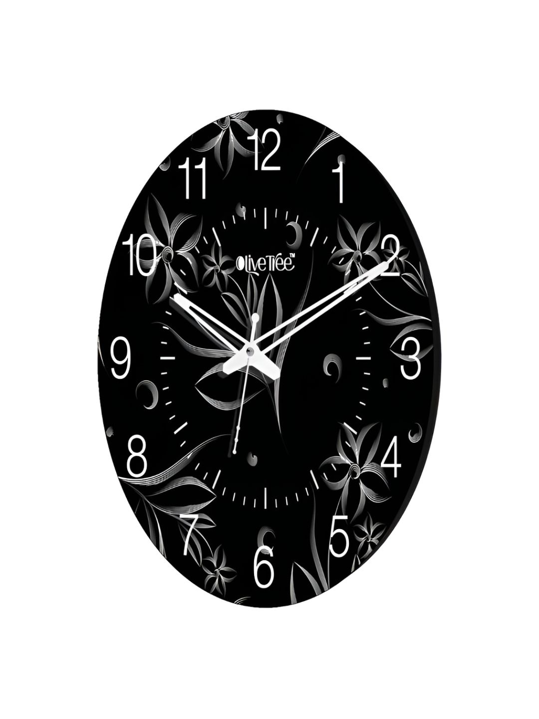 OLIVE TREE Black & White Printed Round Contemporary Wall Clock-picture-23