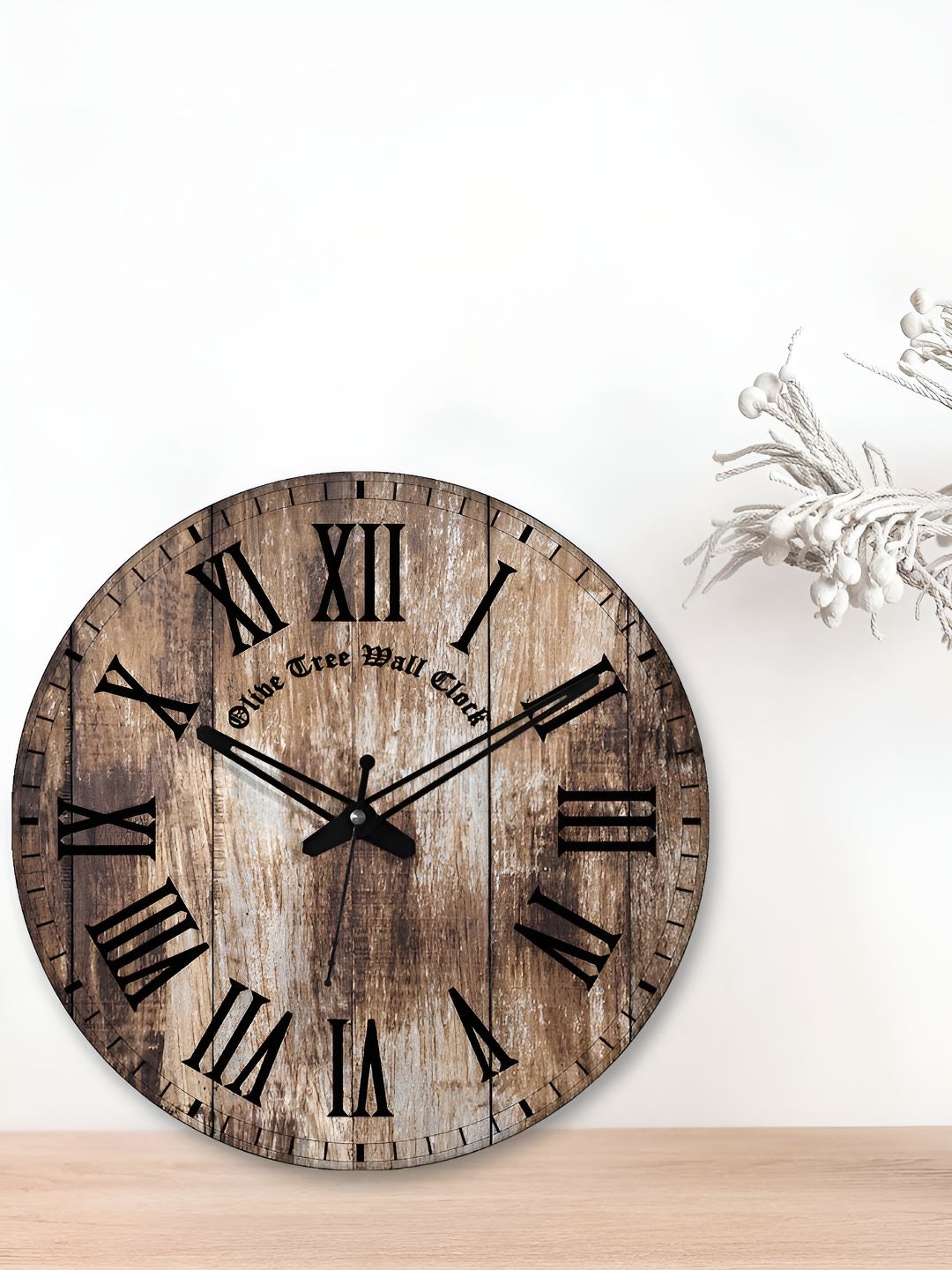 OLIVE TREE Brown & Black Printed Round Contemporary Wall Clock-picture-40