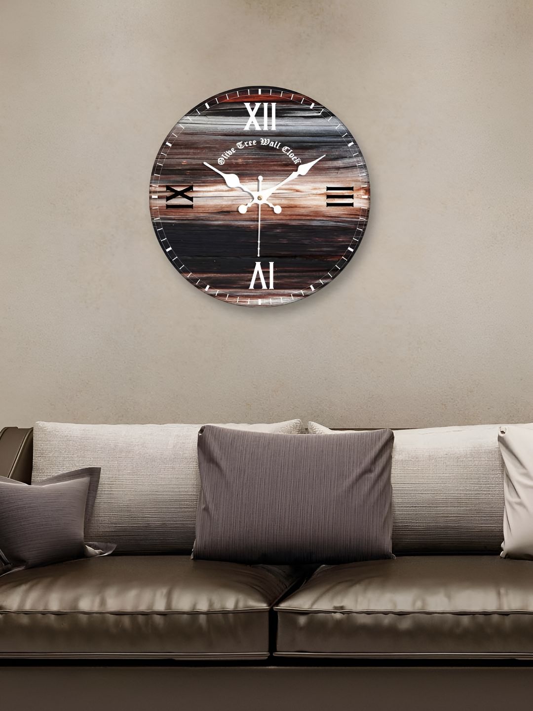 OLIVE TREE Black & Grey Printed Round Contemporary Wall Clock-picture-21