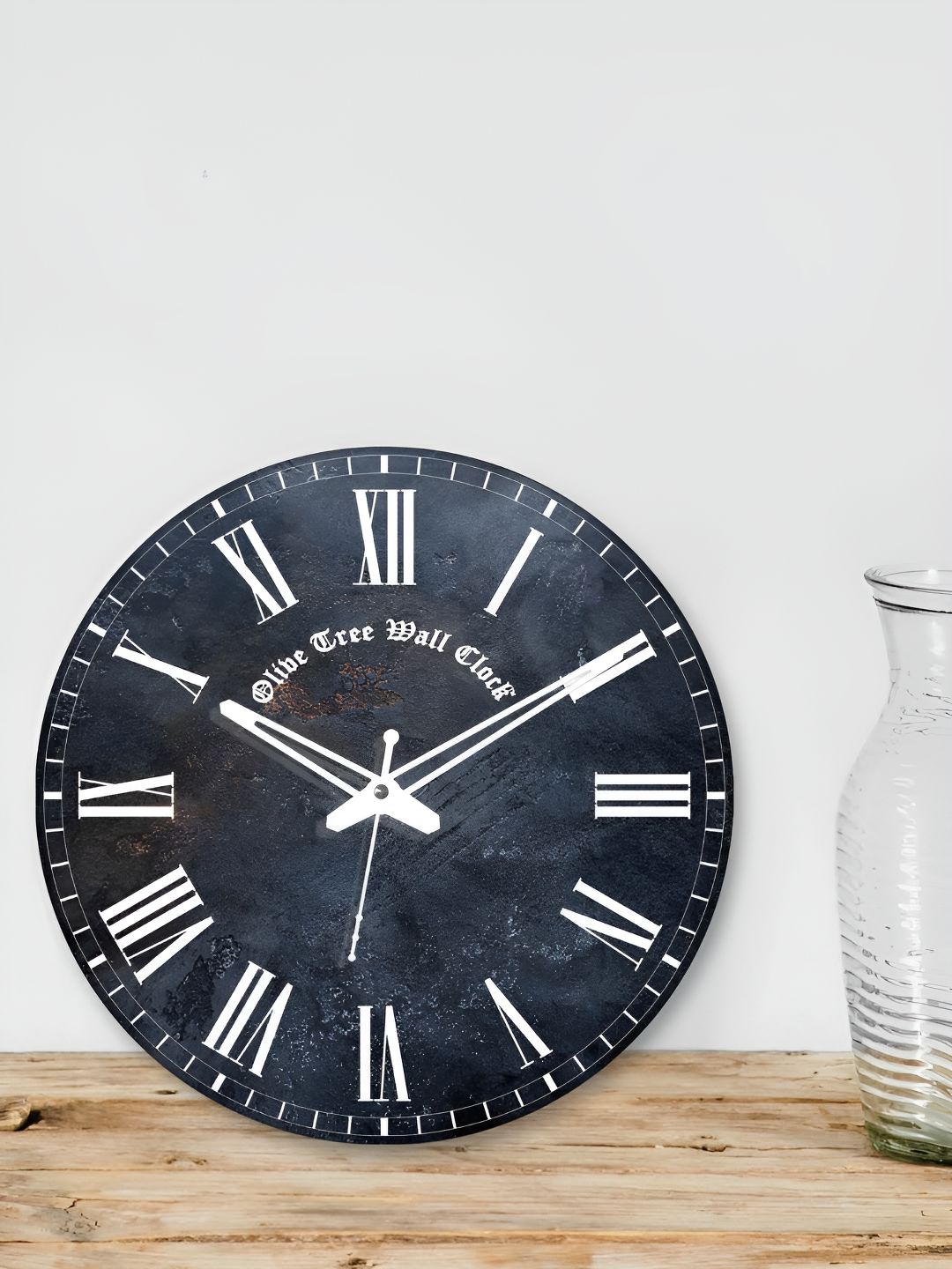 OLIVE TREE Blue & White Printed Round Contemporary Wall Clock-picture-25