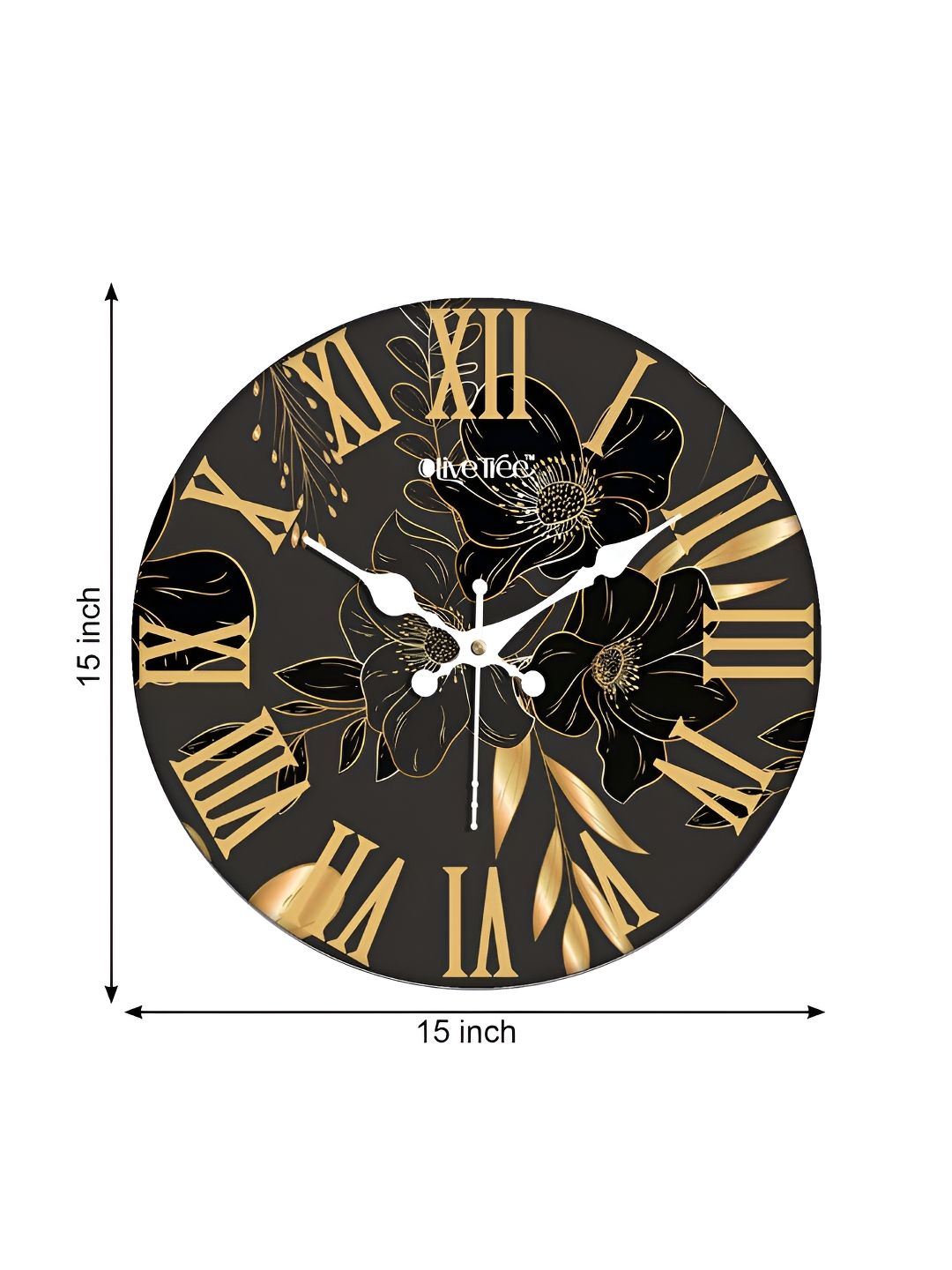 OLIVE TREE Grey & Black Printed Round Contemporary Wall Clock-picture-21
