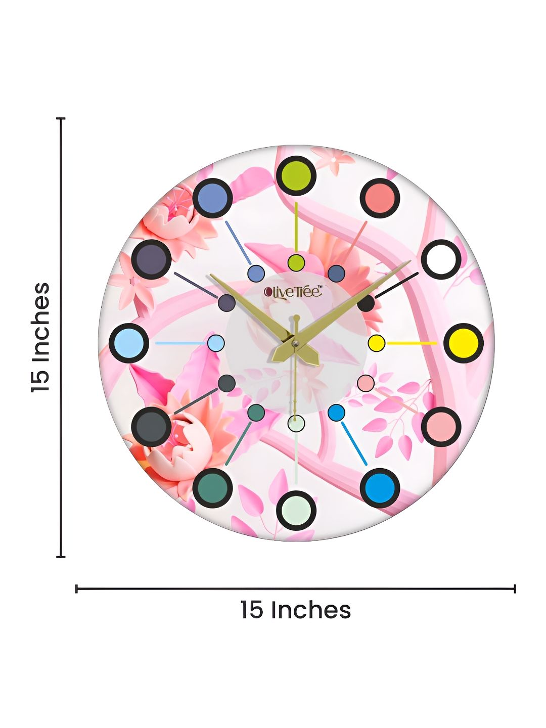 OLIVE TREE Pink & White Printed Round Contemporary Wall Clock-picture-15