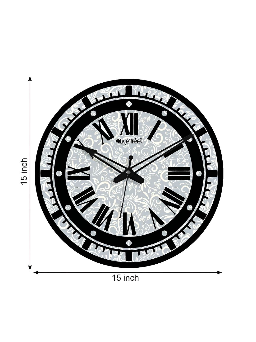 OLIVE TREE Grey & Black Printed Round Contemporary Wall Clock-picture-20