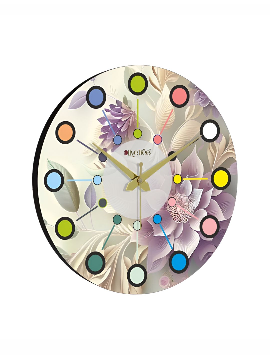 OLIVE TREE White & Purple Printed Round Contemporary Wall Clock-image-46