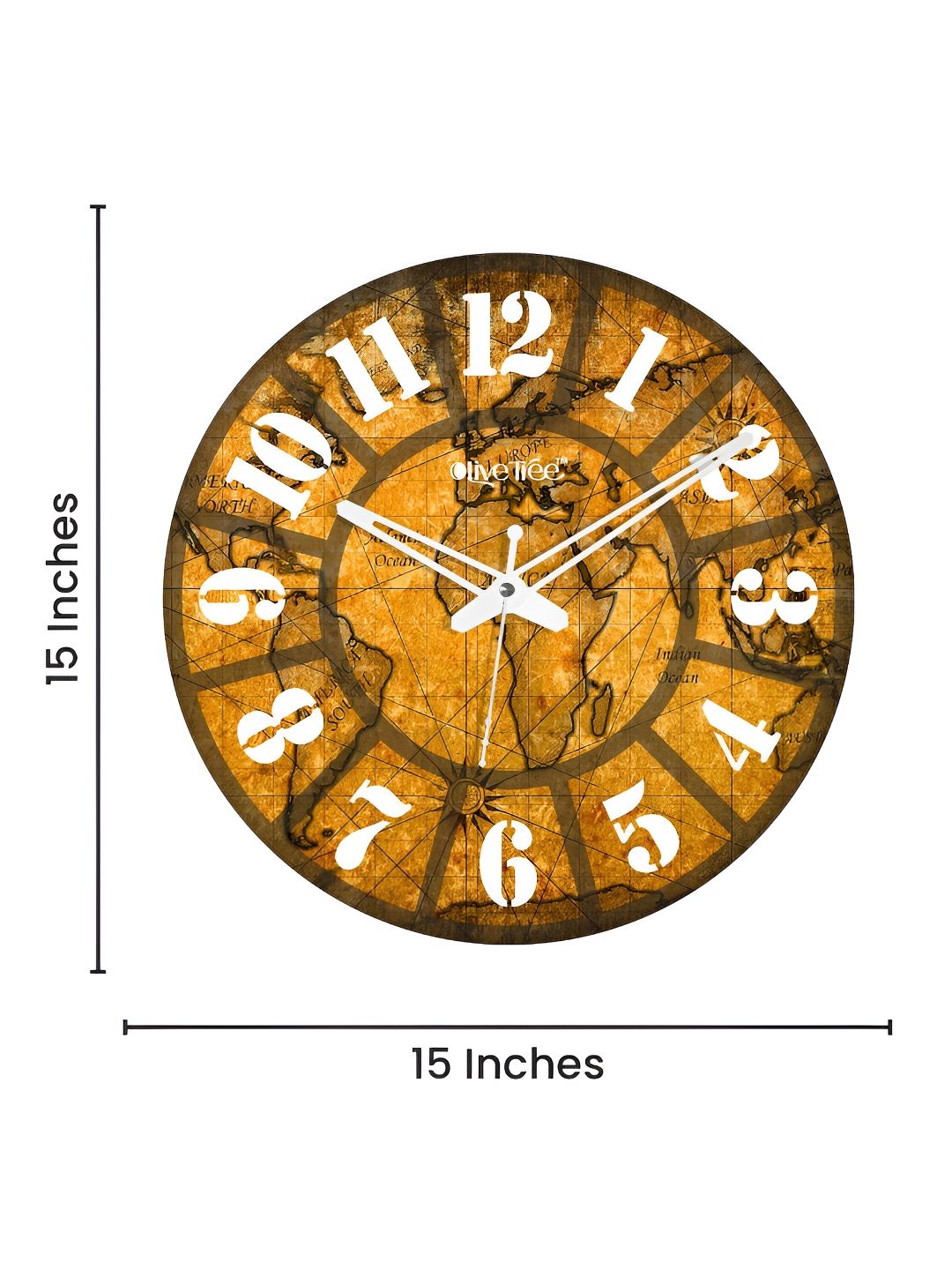 OLIVE TREE Orange & White Printed Round Contemporary Wall Clock-image-38