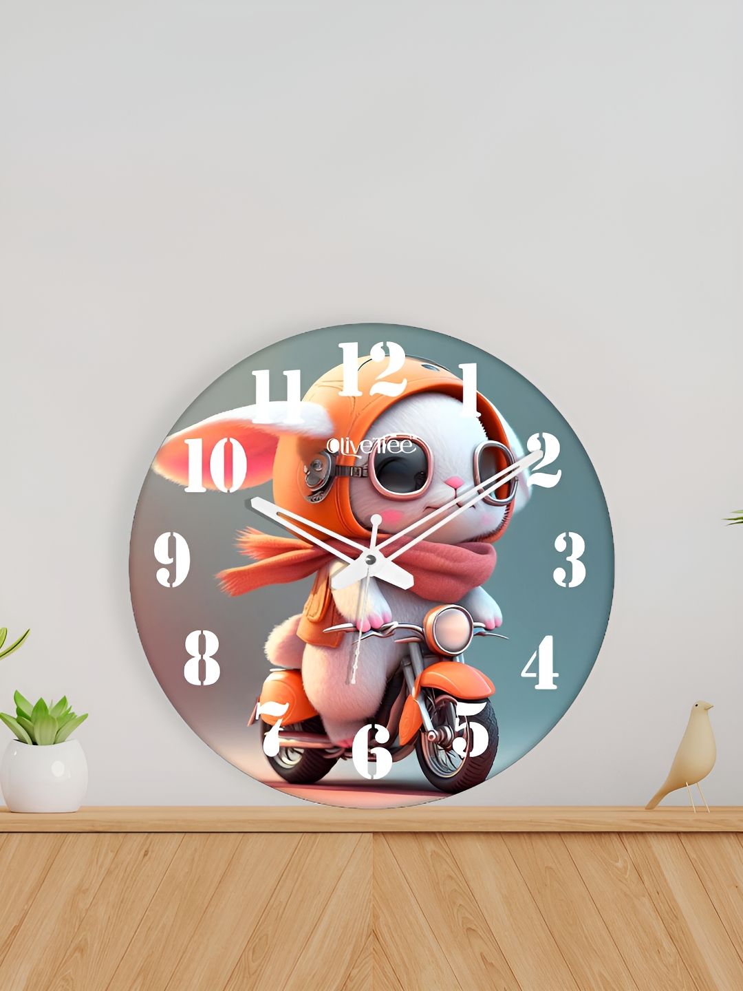 OLIVE TREE Blue & Orange Printed Round Contemporary Wall Clock-picture-38