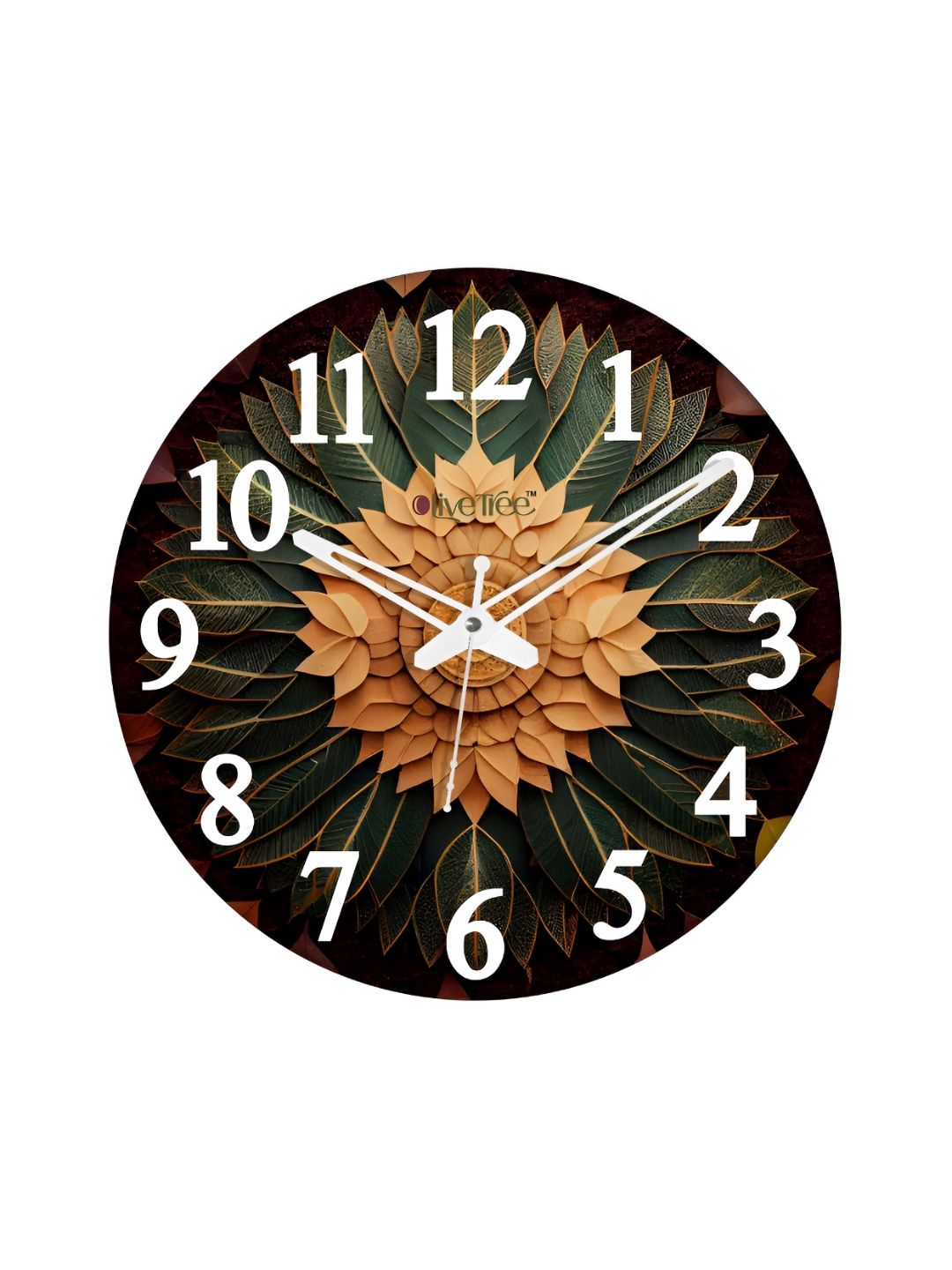 OLIVE TREE Green & White Printed Round Contemporary Wall Clock-picture-13