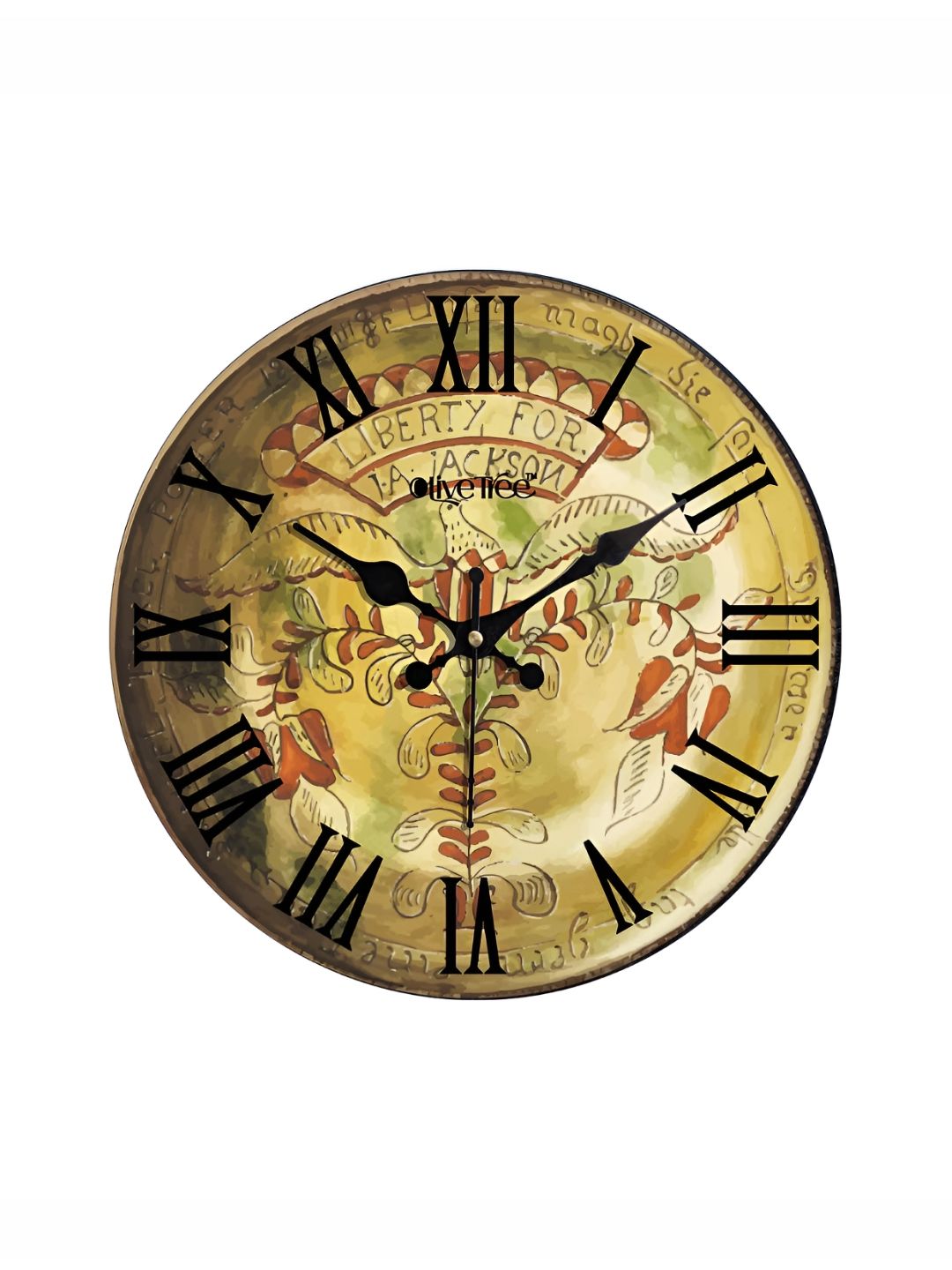 OLIVE TREE Green & Red Printed Round Contemporary Wall Clock-picture-7