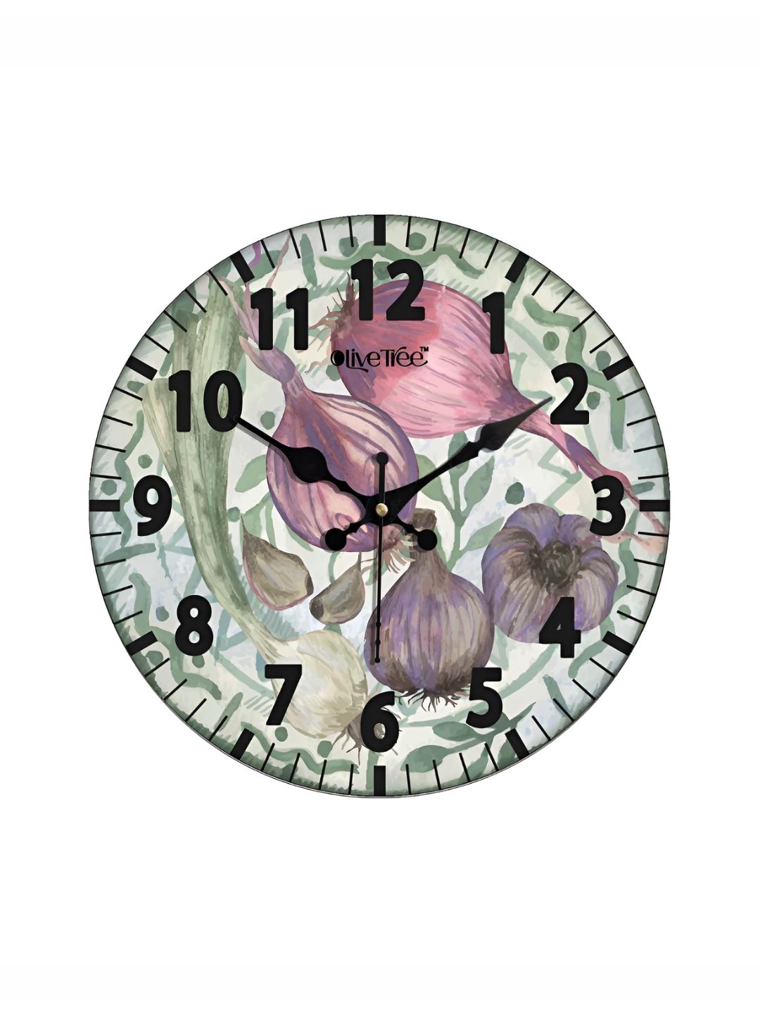 OLIVE TREE Green & Purple Printed Round Contemporary Wall Clock-picture-6