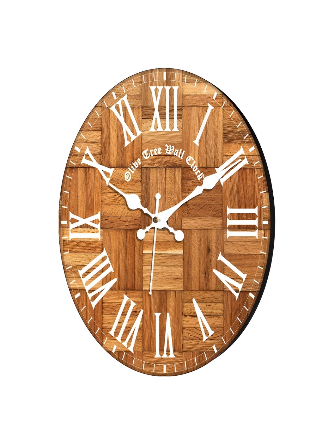 OLIVE TREE Brown & White Printed Round Contemporary Wall Clock-picture-44