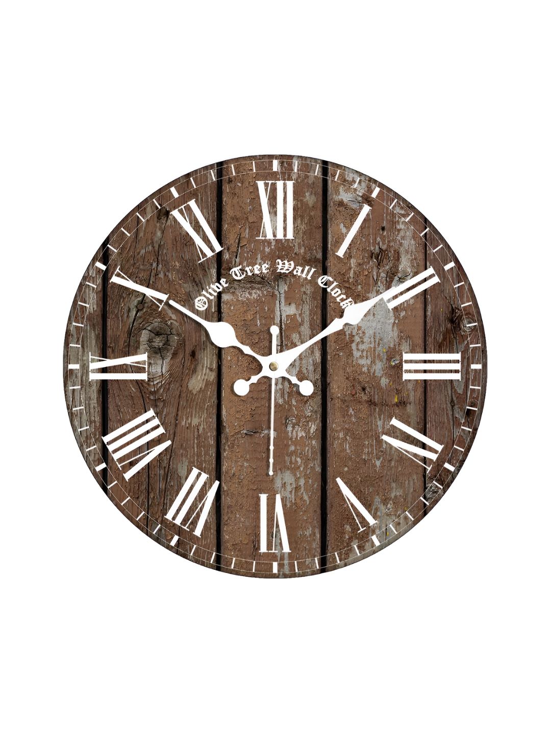 OLIVE TREE White & Brown Printed Round Contemporary Wall Clock-picture-3