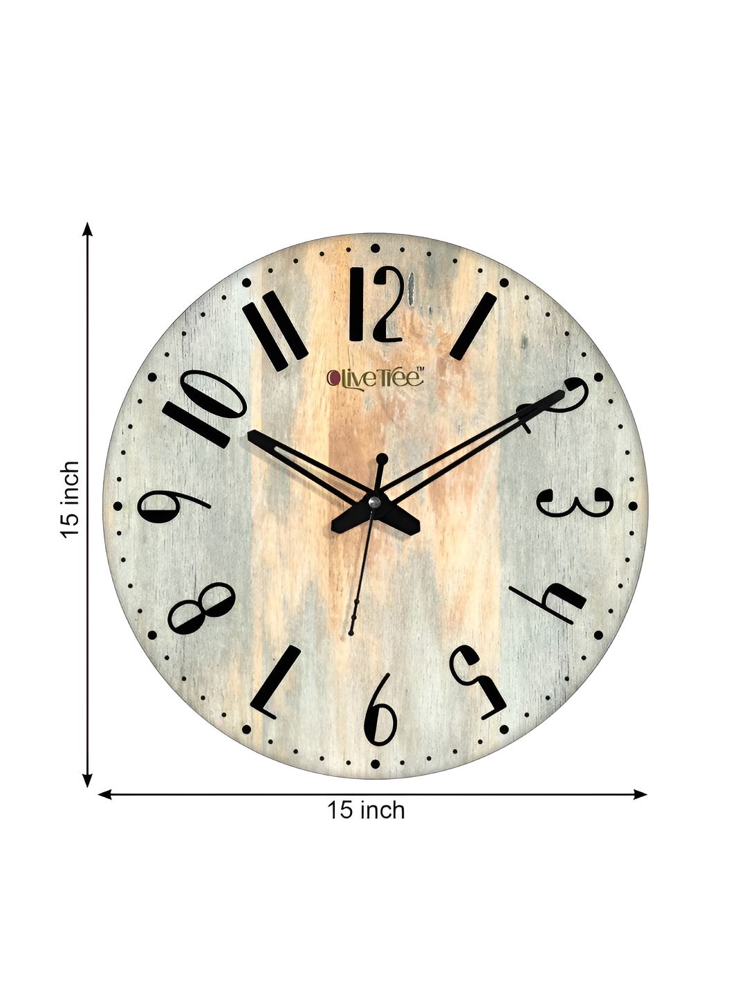 OLIVE TREE Beige & Grey Printed Round Contemporary Wall Clock-image-41