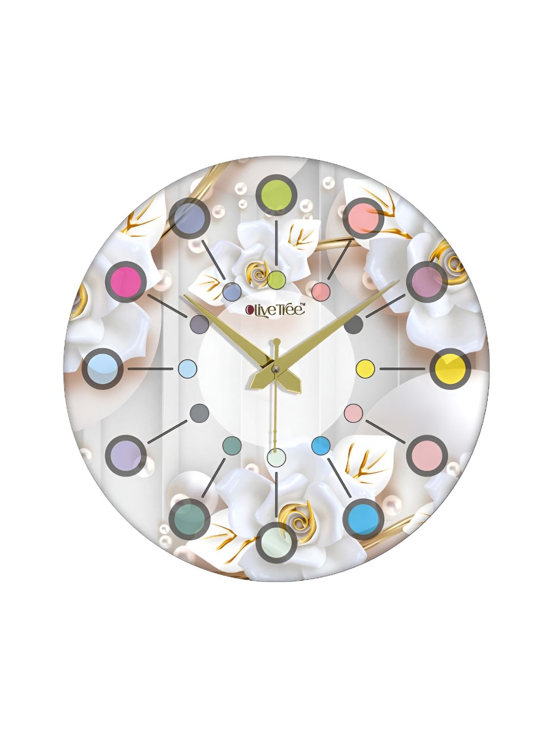 OLIVE TREE Grey & Purple Printed Round Contemporary Wall Clock-image-29