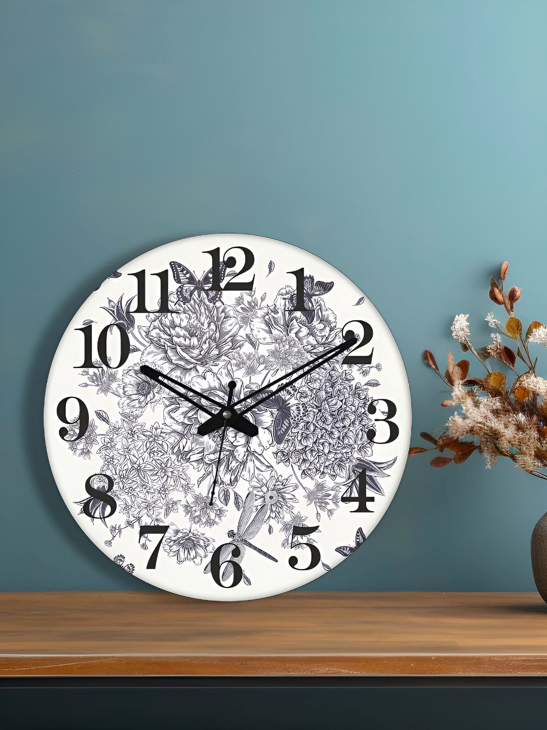 OLIVE TREE White & Black Printed Round Contemporary Wall Clock-picture-44