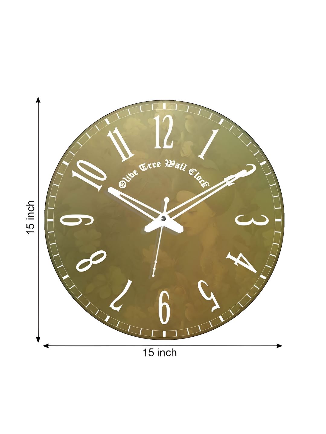OLIVE TREE Green & Beige Printed Round Contemporary Wall Clock-picture-50