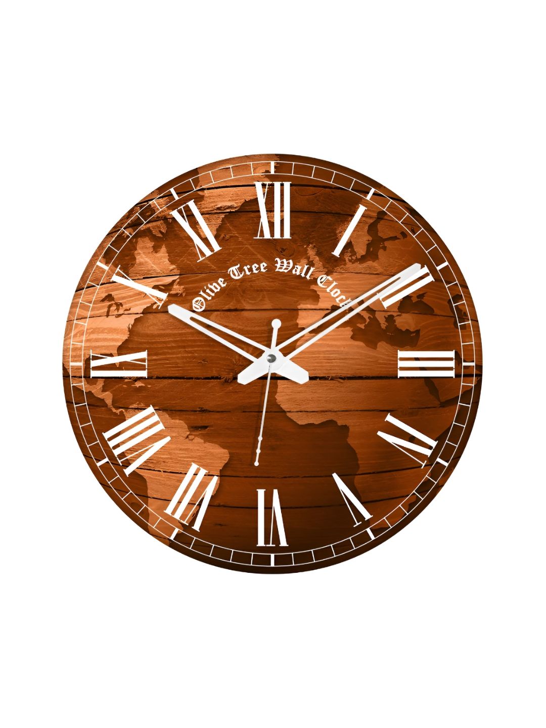 OLIVE TREE Brown & White Printed Round Contemporary Wall Clock-picture-46
