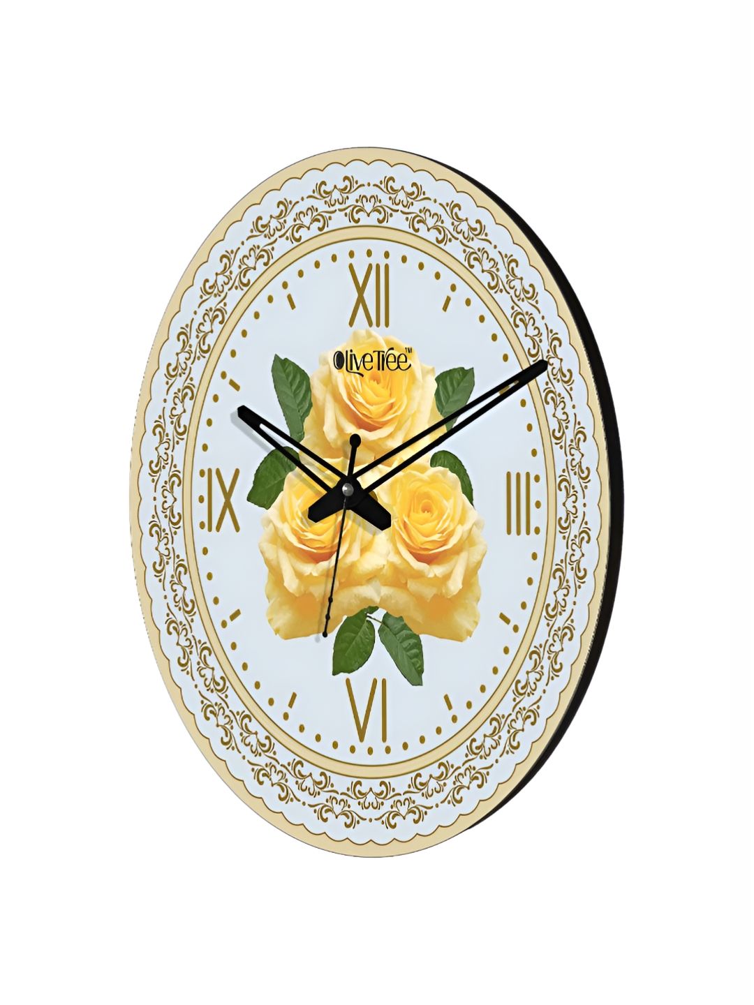 OLIVE TREE White & Yellow Printed Round Contemporary Wall Clock-picture-33