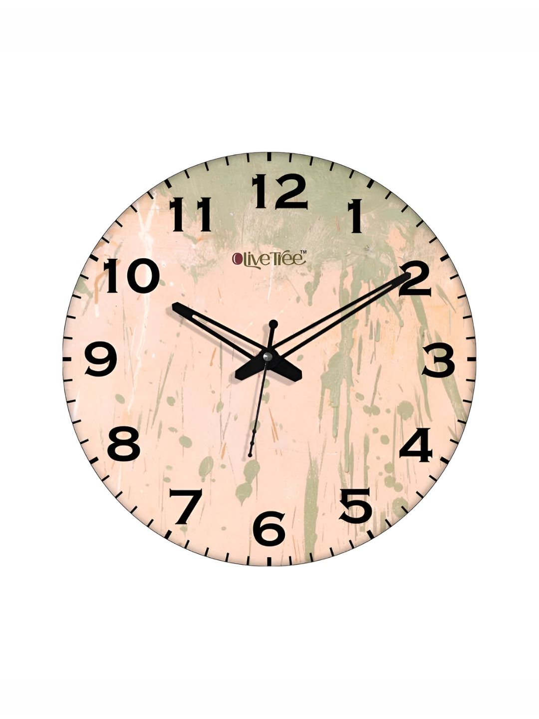OLIVE TREE Black & Green Printed Round Contemporary Wall Clock-image-44