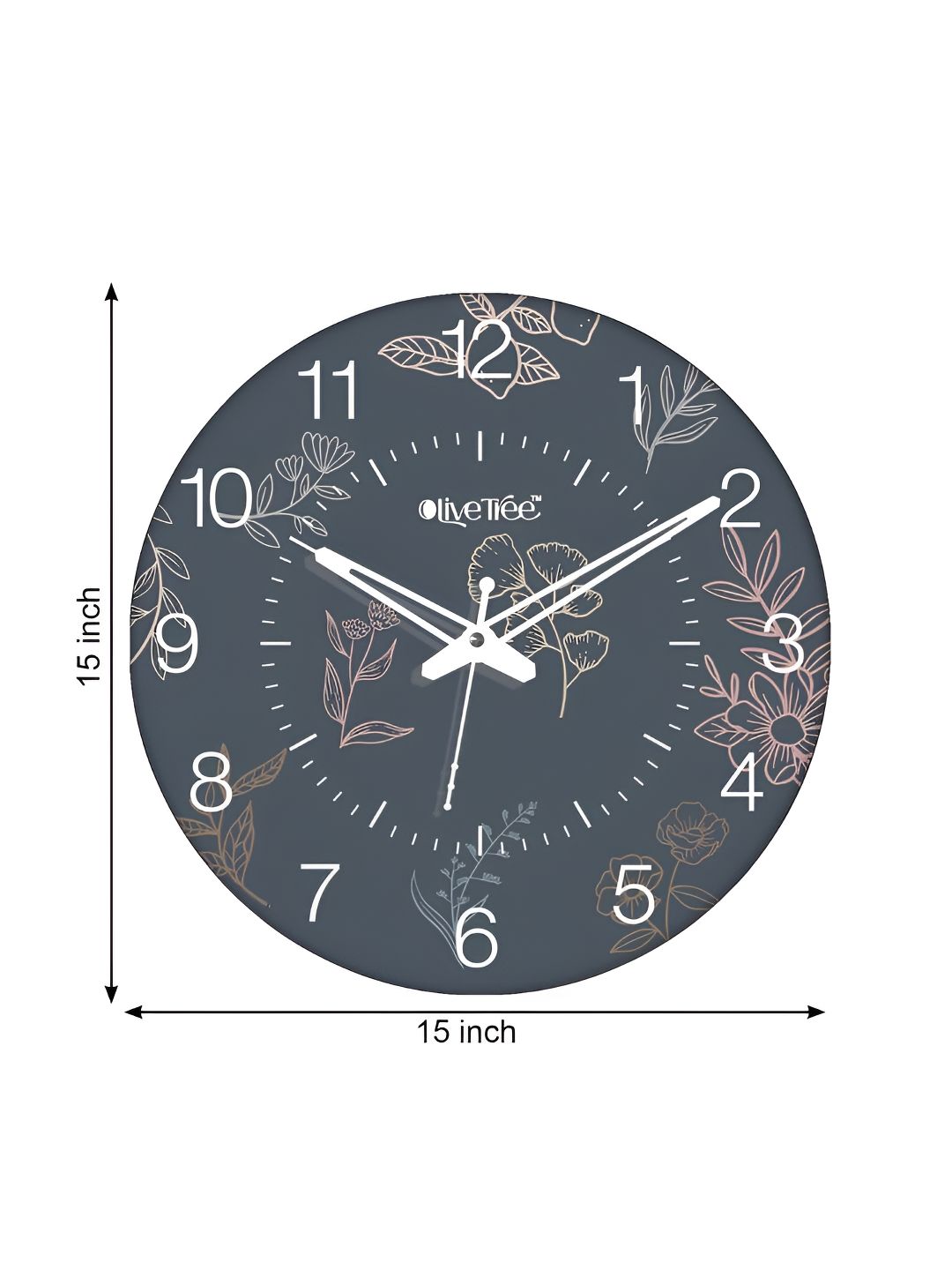 OLIVE TREE Grey & White Printed Round Contemporary Wall Clock-picture-25