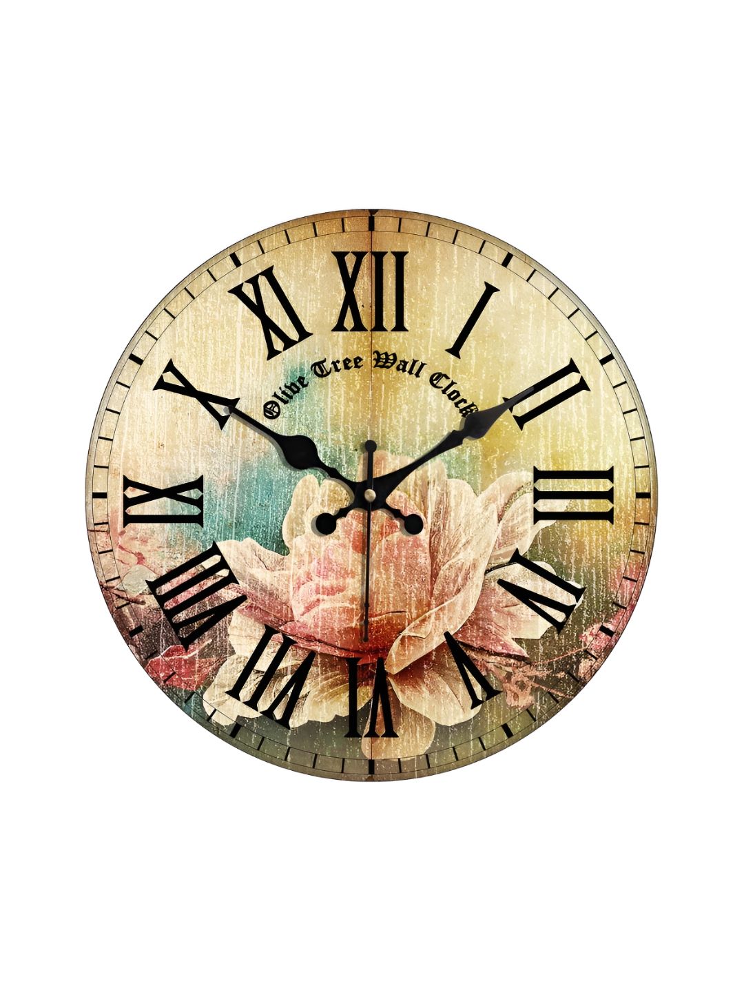 OLIVE TREE Black & Green Printed Round Contemporary Wall Clock-image-42