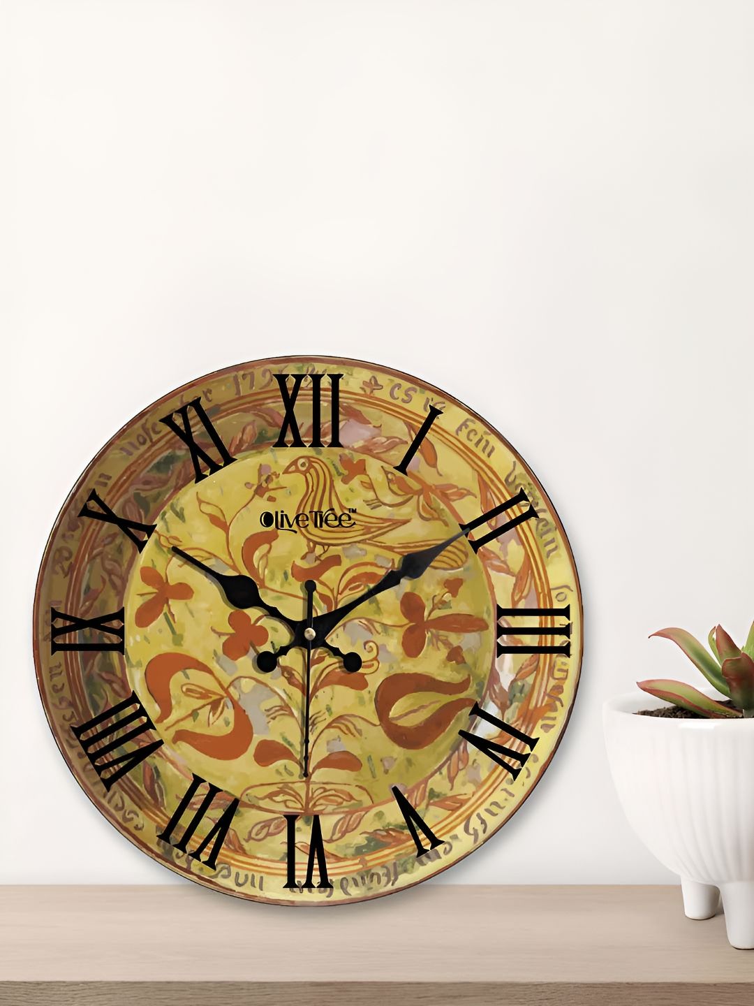 OLIVE TREE Yellow & Red Printed Round Contemporary Wall Clock-image-18