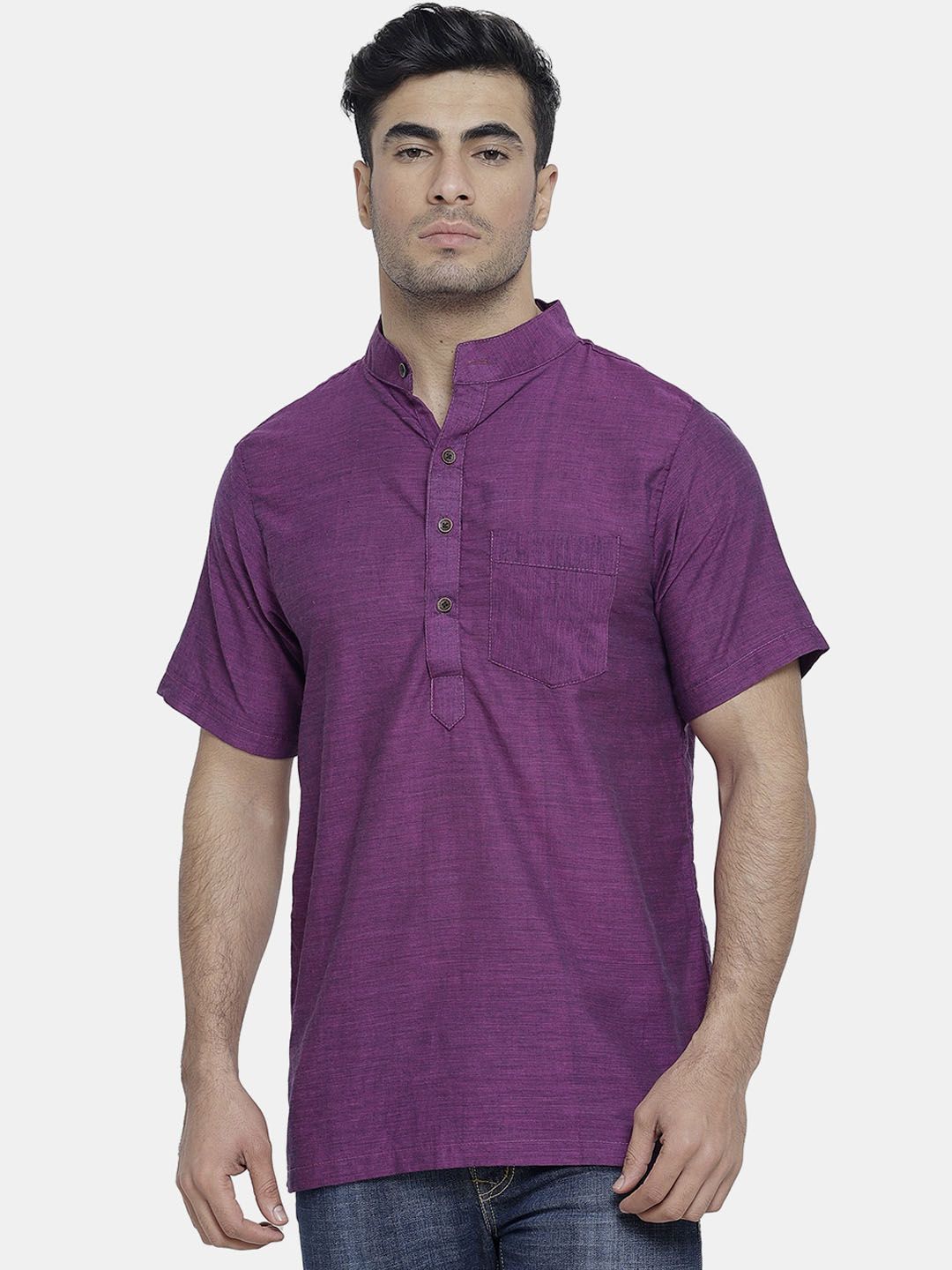 Sayesha Band Collar Short Pure Cotton Kurta-picture-37