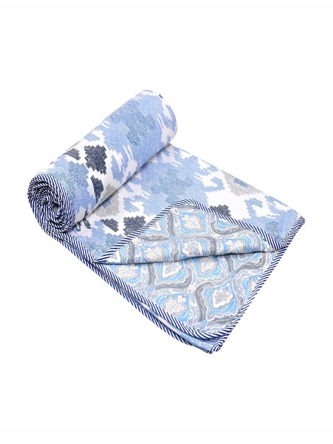 tundwal's Navy Blue & Purple Floral AC Room Cotton 210 GSM Single Bed Dohar-picture-13