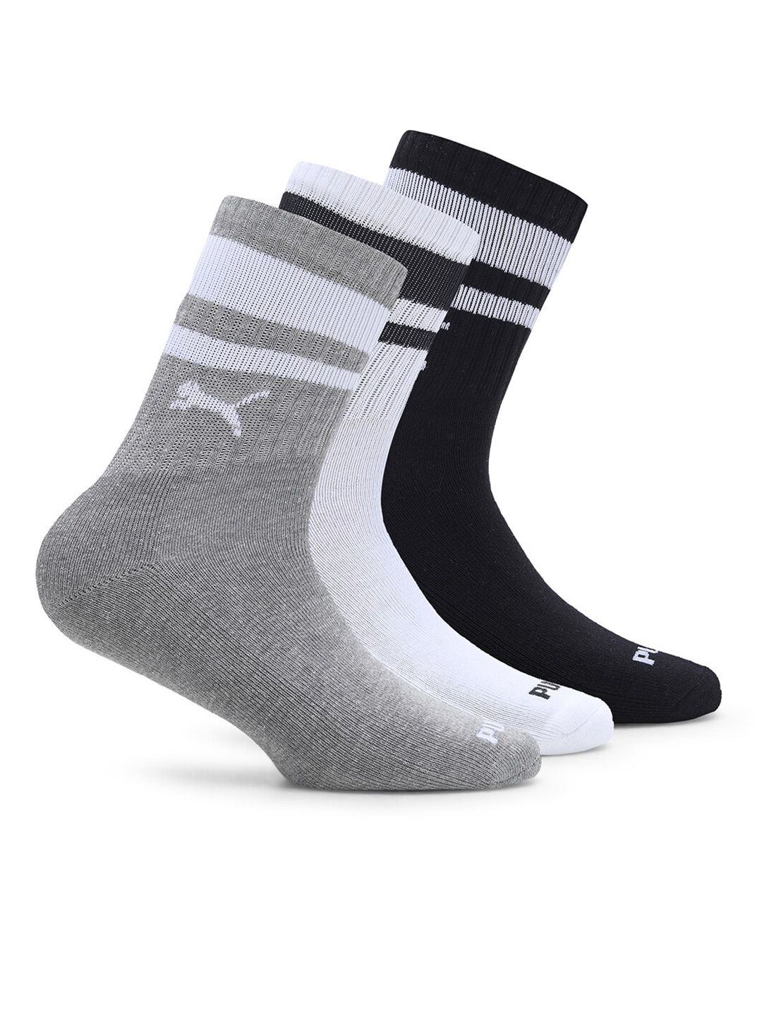 Puma Unisex Pack Of 3 Heritage Striped Calf Length Socks-picture-23