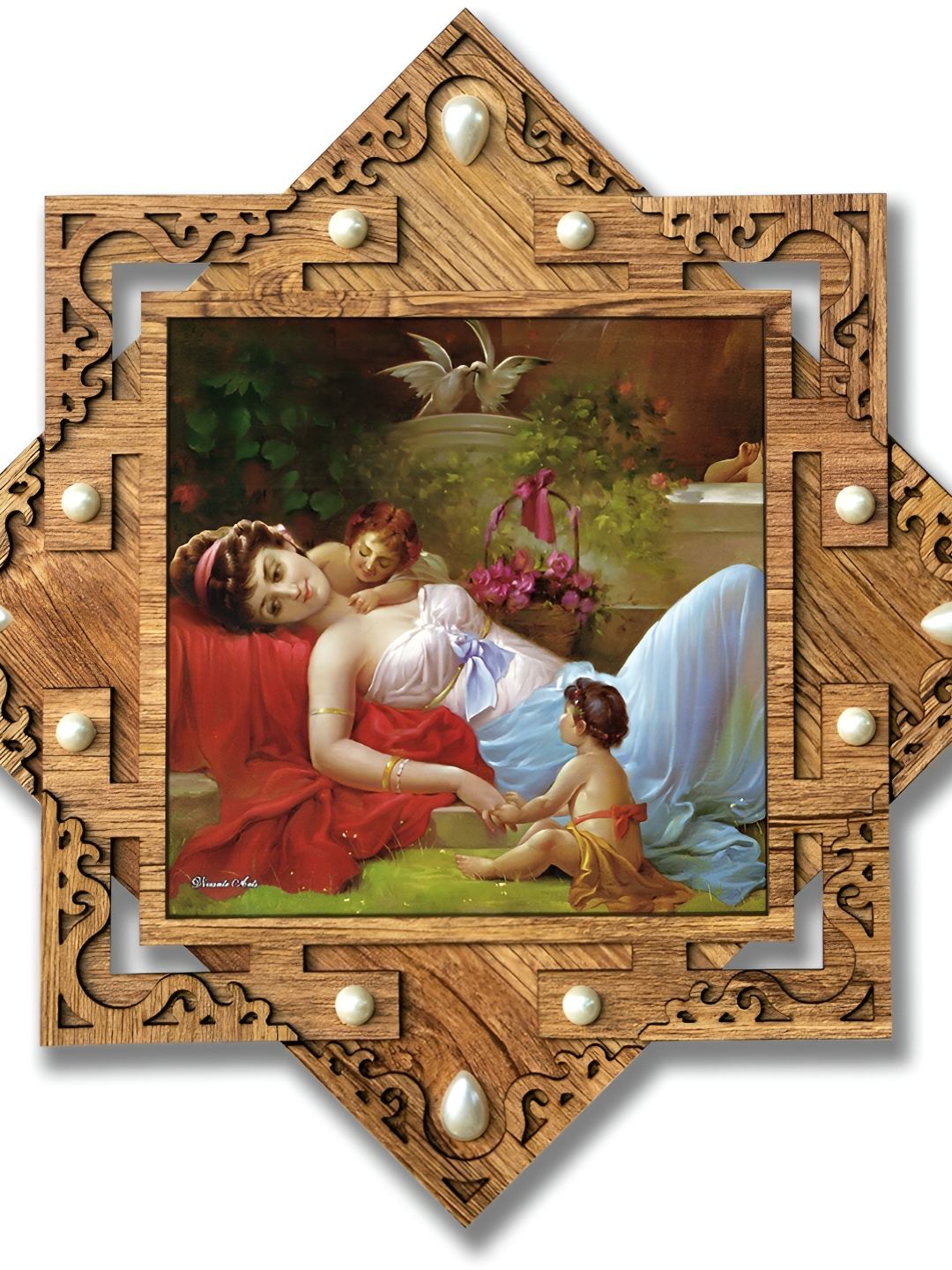 PnF Beige & Blue Printed Wooden Floral and Botanical Wall Art-picture-26