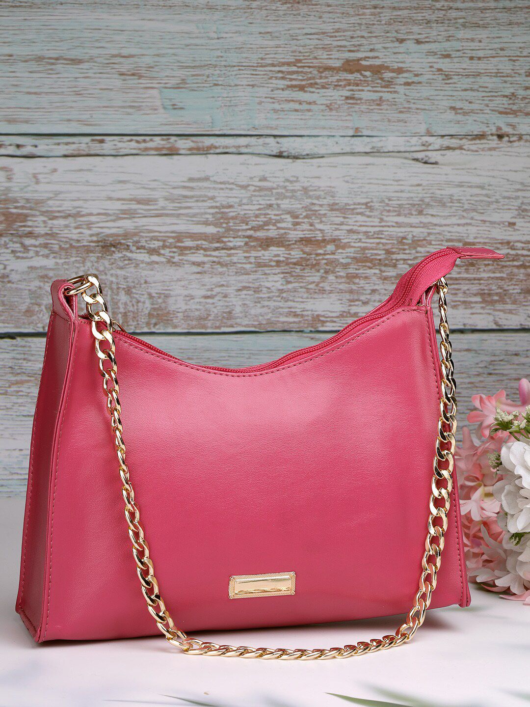 DressBerry Pink Structured Shoulder Bag