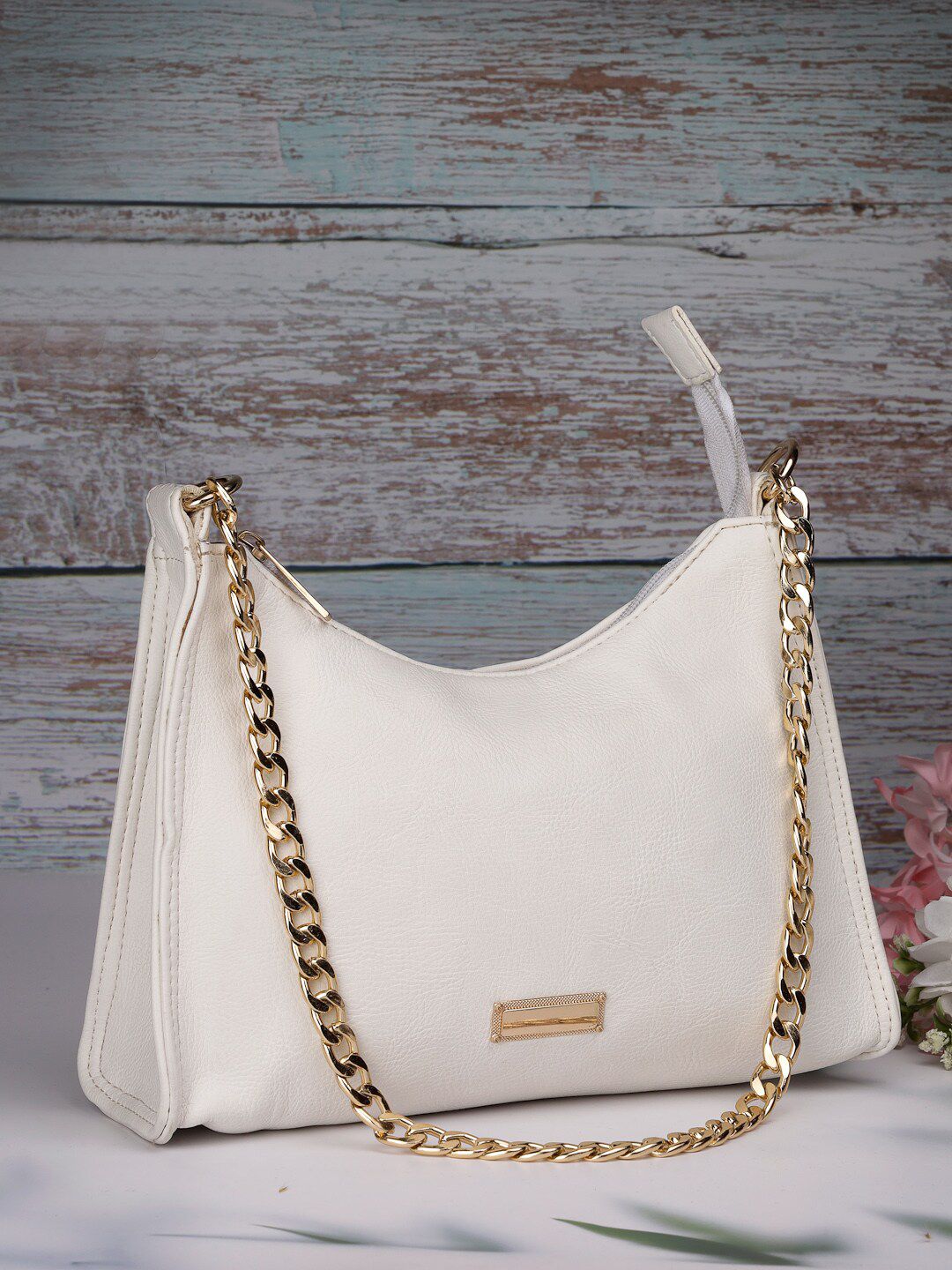 DressBerry White Structured Shoulder Bag-picture-31