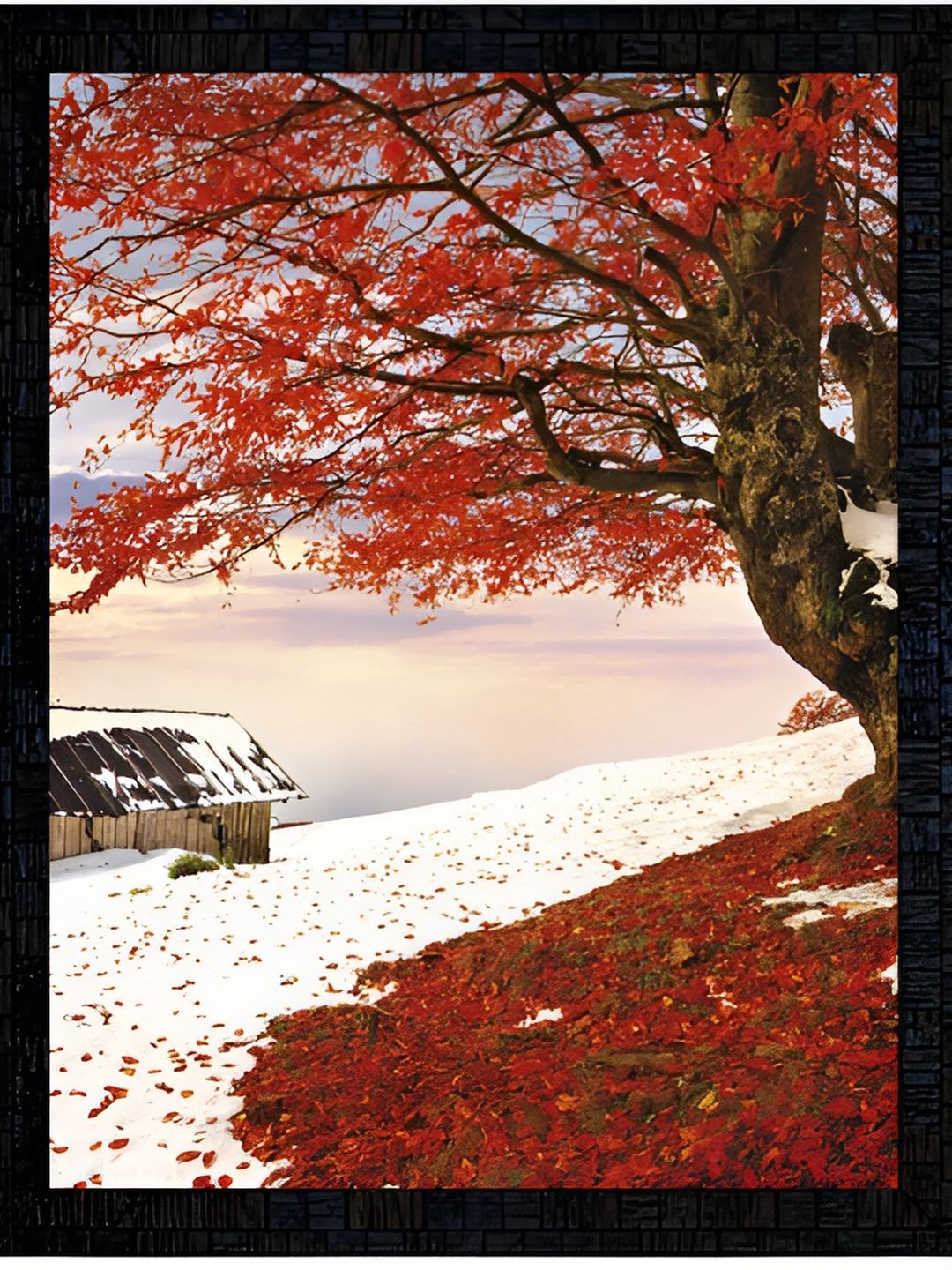 PnF Black & Red 3 Pieces Wooden Floral & Botanical Painting Wall Arts-picture-12