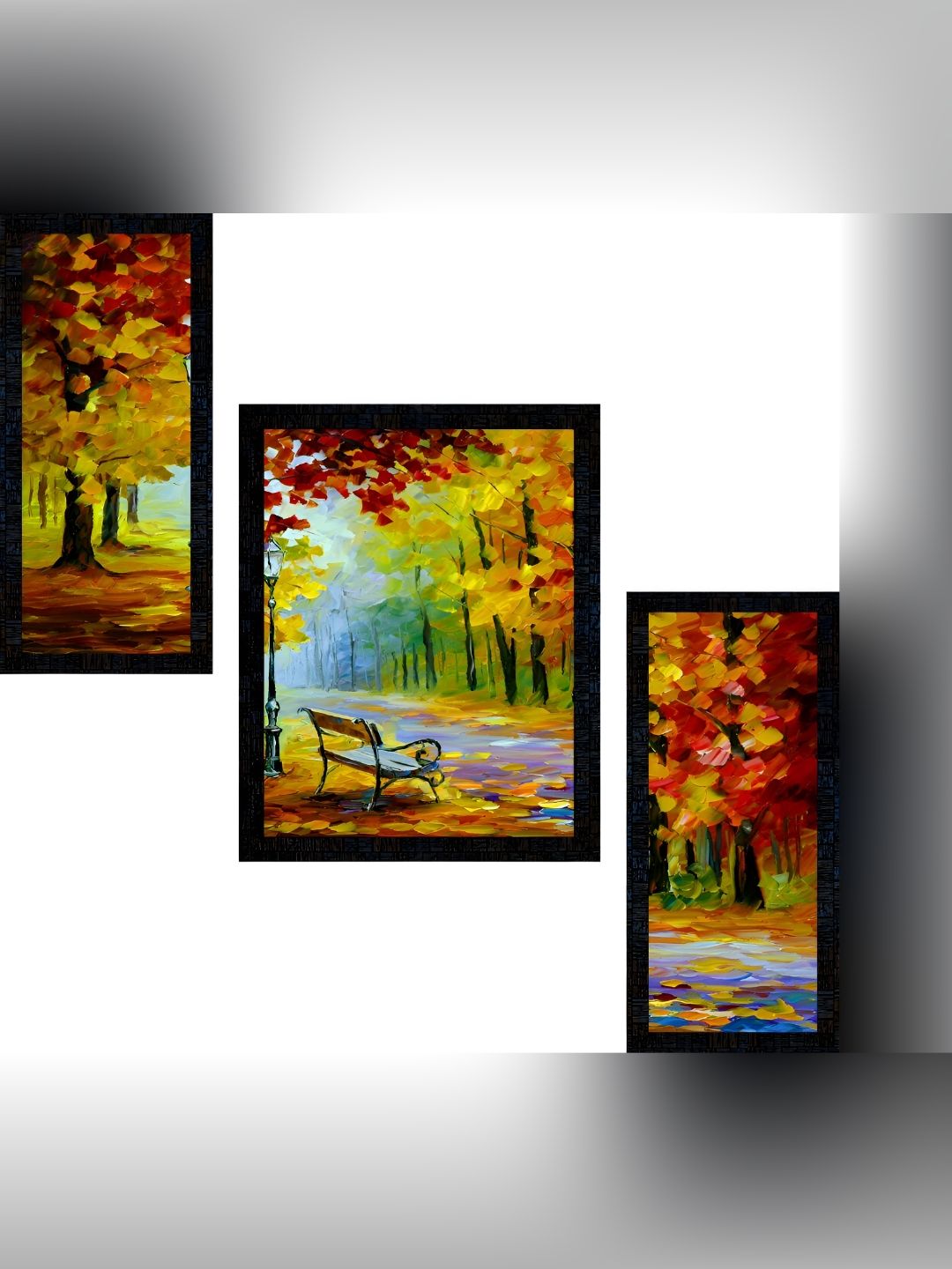 PnF Charcoal & Green 3 Piece Paper Floral and Botanical Painting Wall Art-picture-11