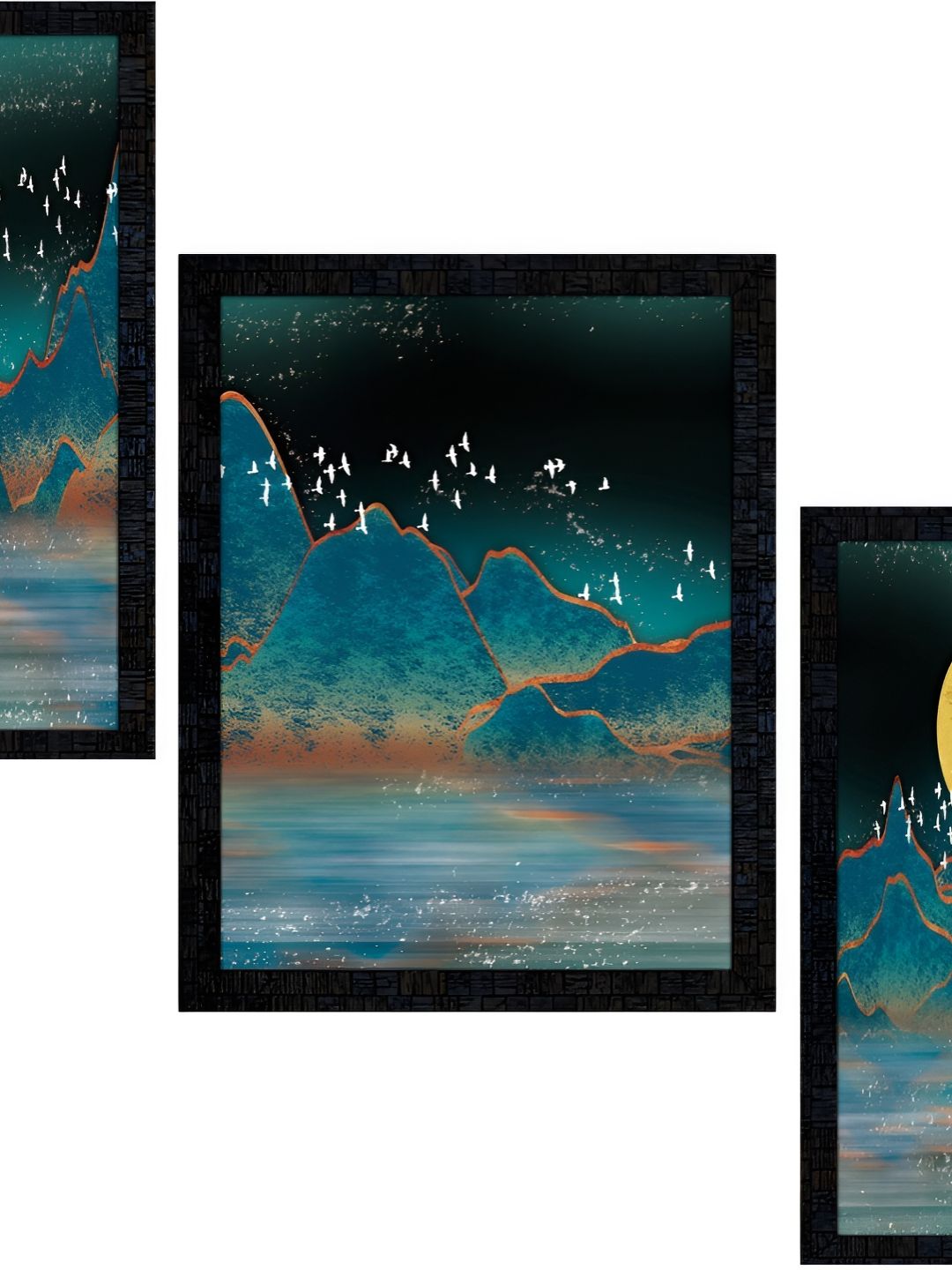 PnF Charcoal & Green 3 Piece Paper & Wooden Painting Wall Art-picture-39