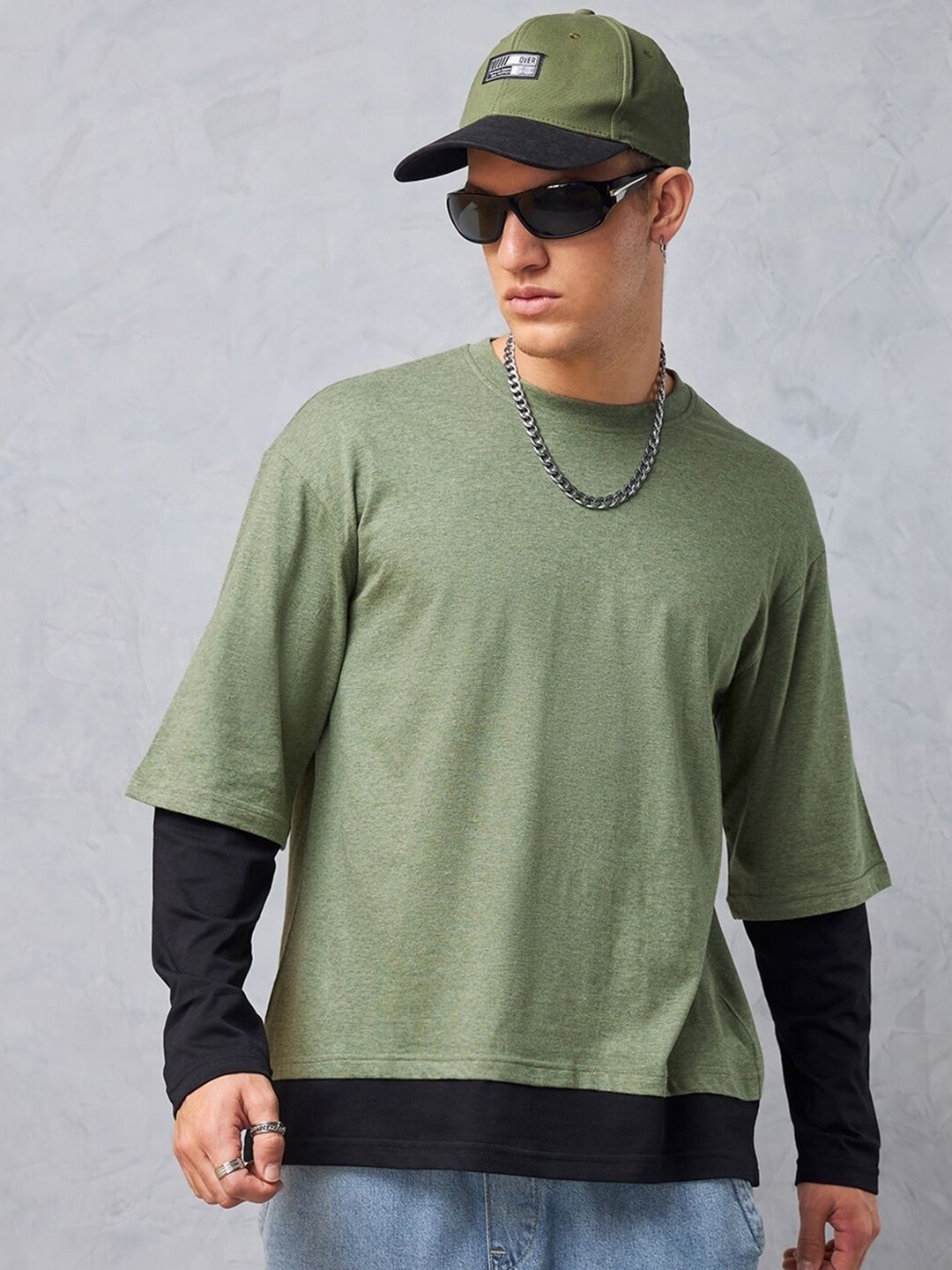 Bewakoof Drop-Shoulder Sleeves Cotton Oversized T-shirt