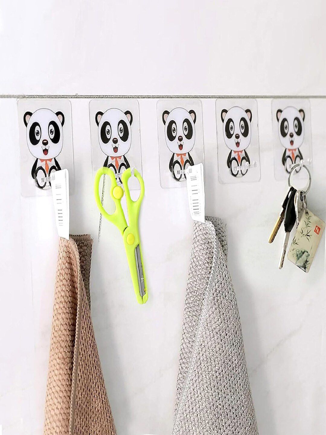 Kuber Industries Transparent & Black 5 Pieces Sticky Wall Hooks