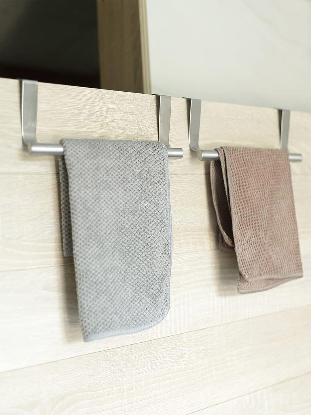 Kuber Industries Silver Toned 2 Pieces Stainless steel Over The Door Cloth Hanger-image-42