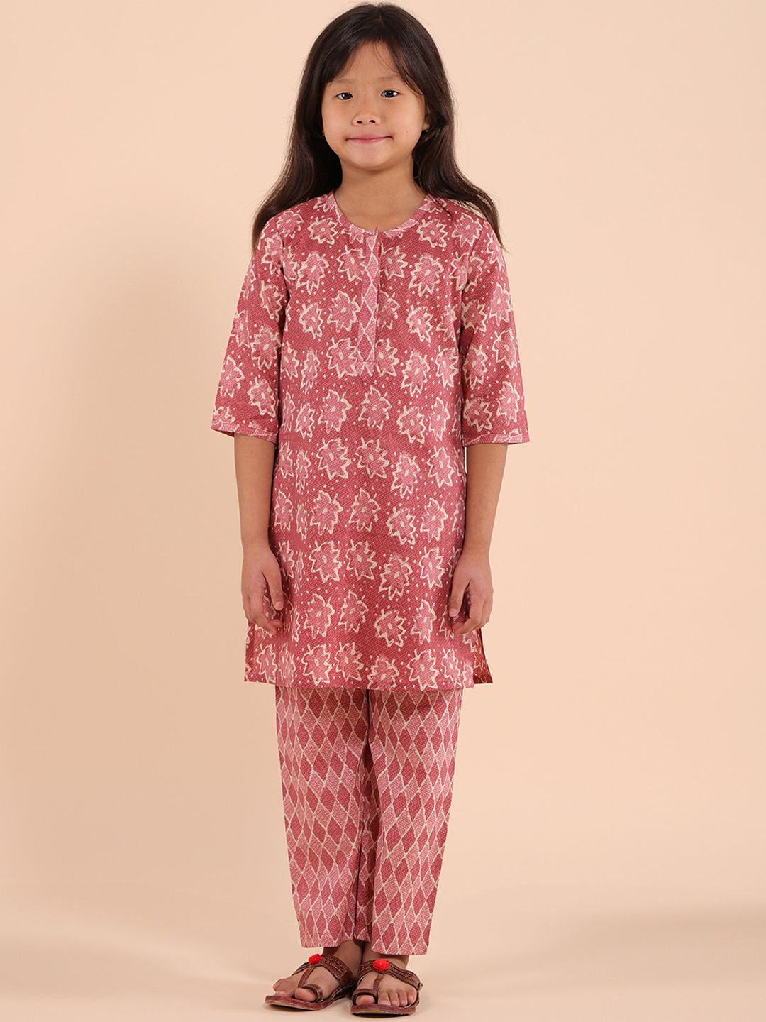 Sangria Girls Floral Printed Pure Cotton Kurta With Trouser-picture-35