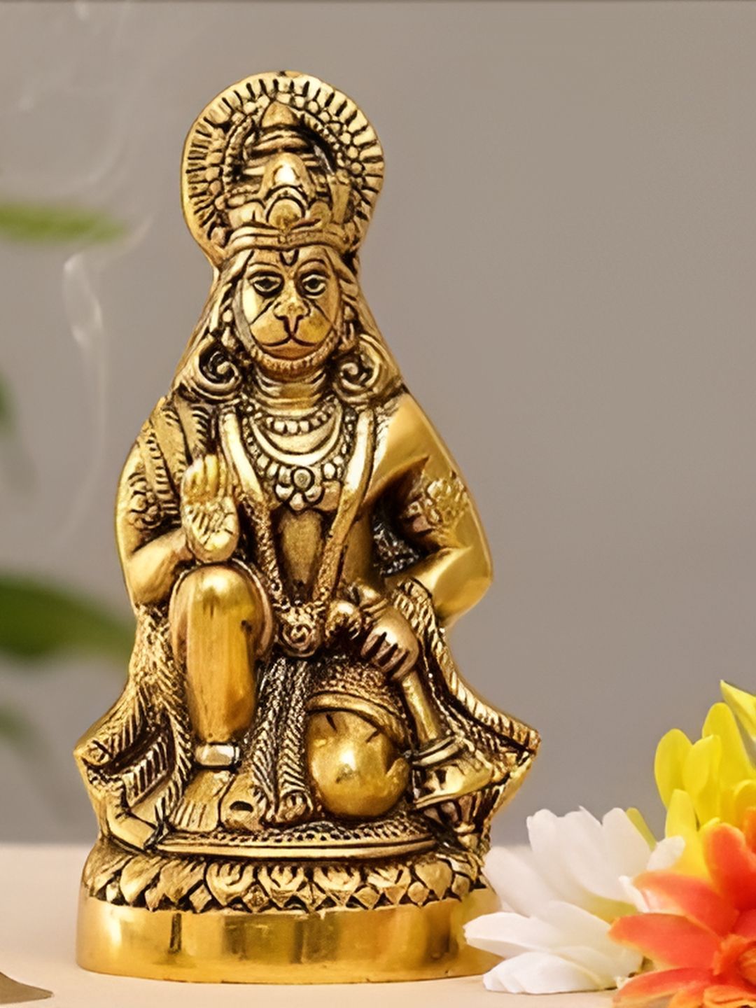 Navyaksh Gold-Toned Religious Small Hanuman Ji Showpiece-picture-34
