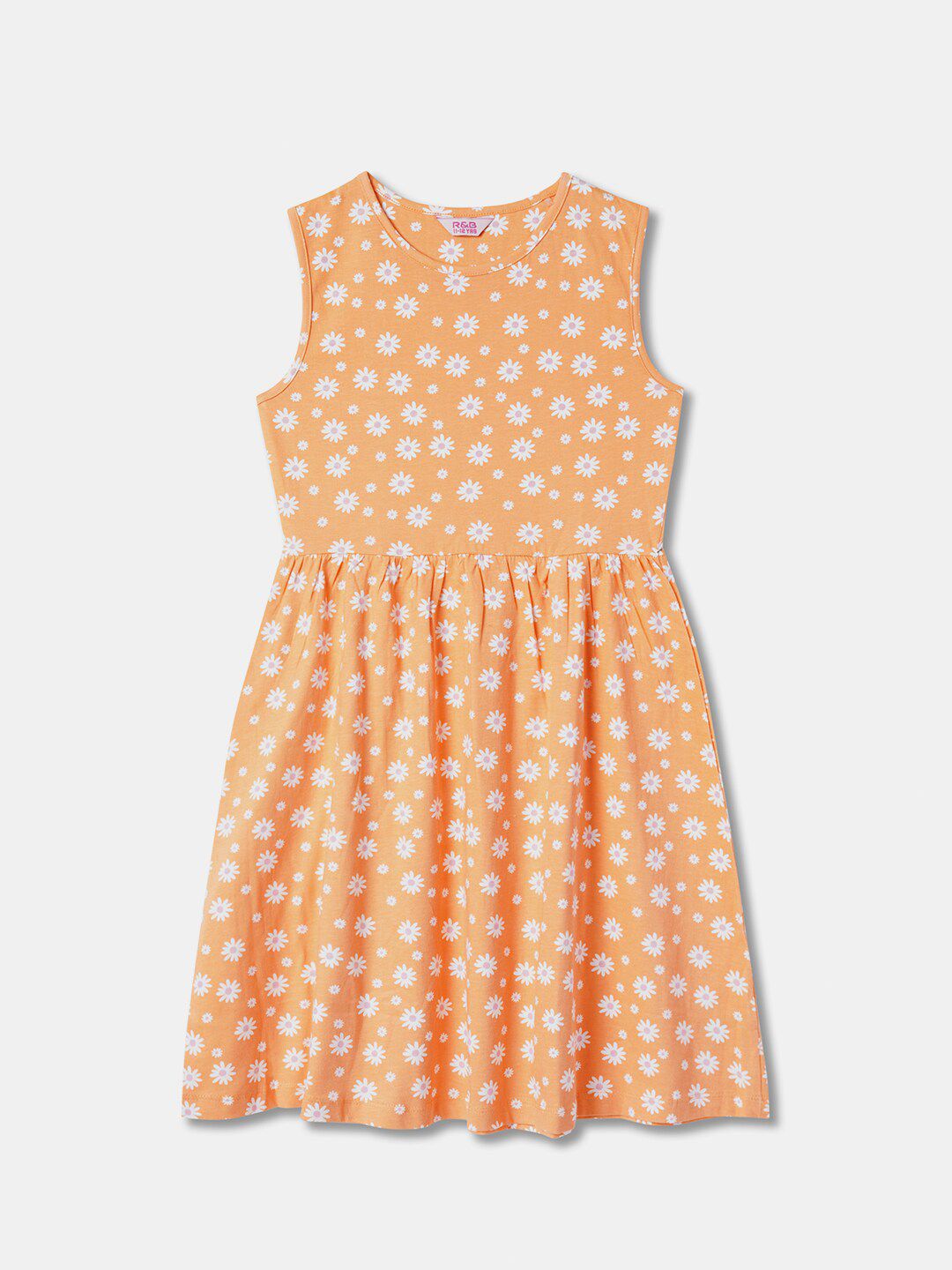 R&B Girls Floral Printed Cotton A-Line Dress-picture-43