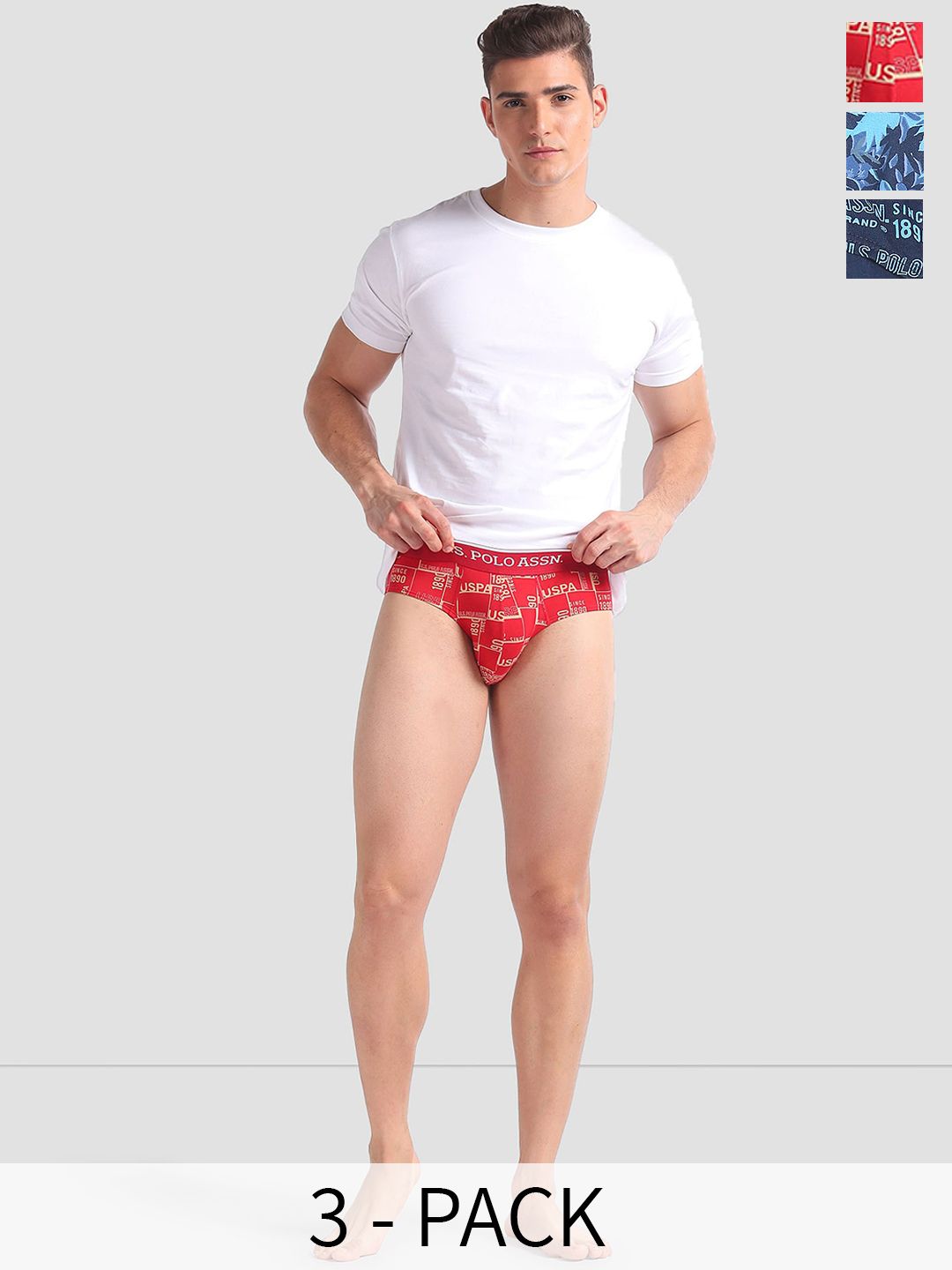 U.S. Polo Assn. Men Pack Of 3 Floral Printed Basic Briefs OEB01-BBR-P3-picture-32