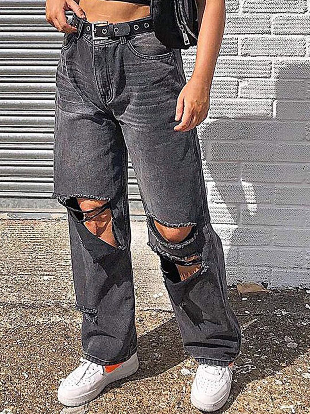 LULU & SKY Women Straight Fit High-Rise Highly Distressed Whiskers  Jeans-picture-30