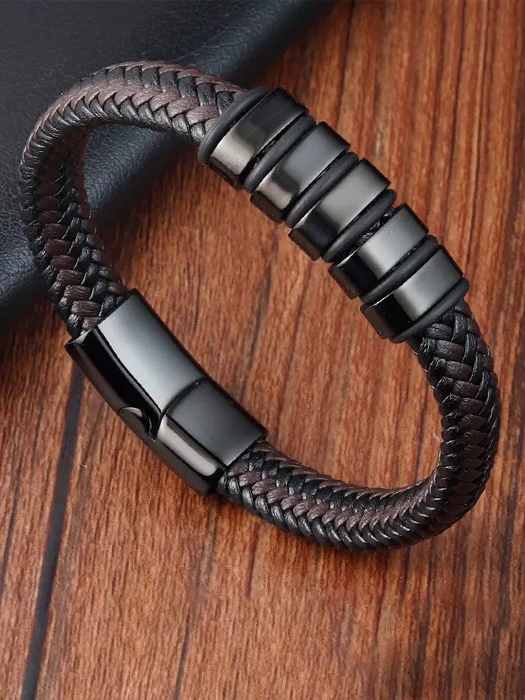 Fashion Frill Men Leather Rhodium-Plated Wraparound Bracelet-picture-39