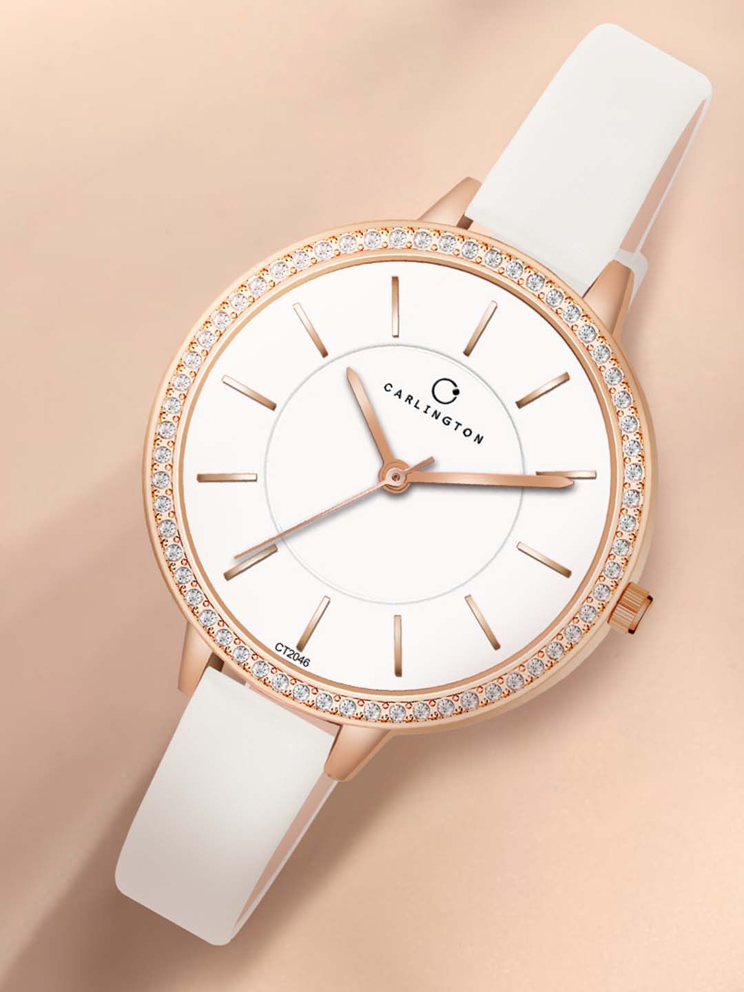 CARLINGTON Women Embellished Analogue Chronograph Watch Iconic 2046 White-picture-15