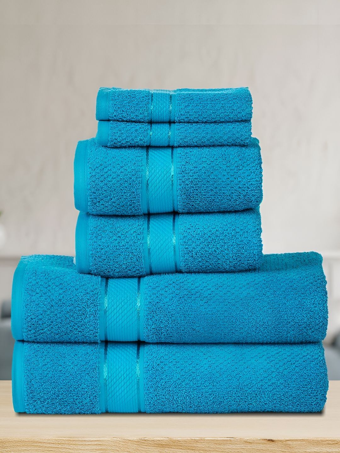 SENSES Turquoise Blue 6 Pieces Cotton 550 GSM Towel Set-picture-52
