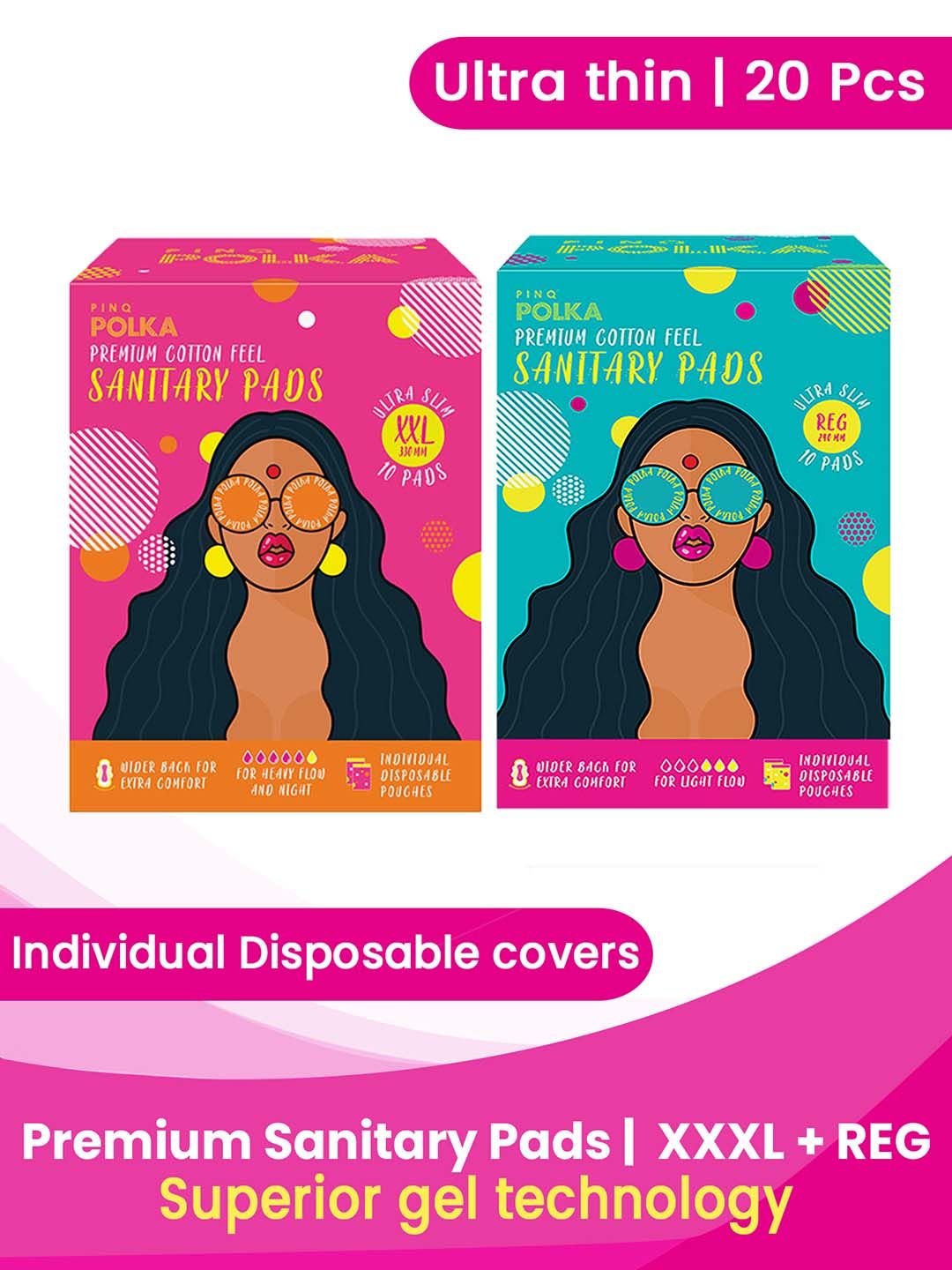 PINQ POLKA Premium Organic Ultra Thin Regular & XXL Sanitary Pads Ultra - 10 Pcs Each-picture-5