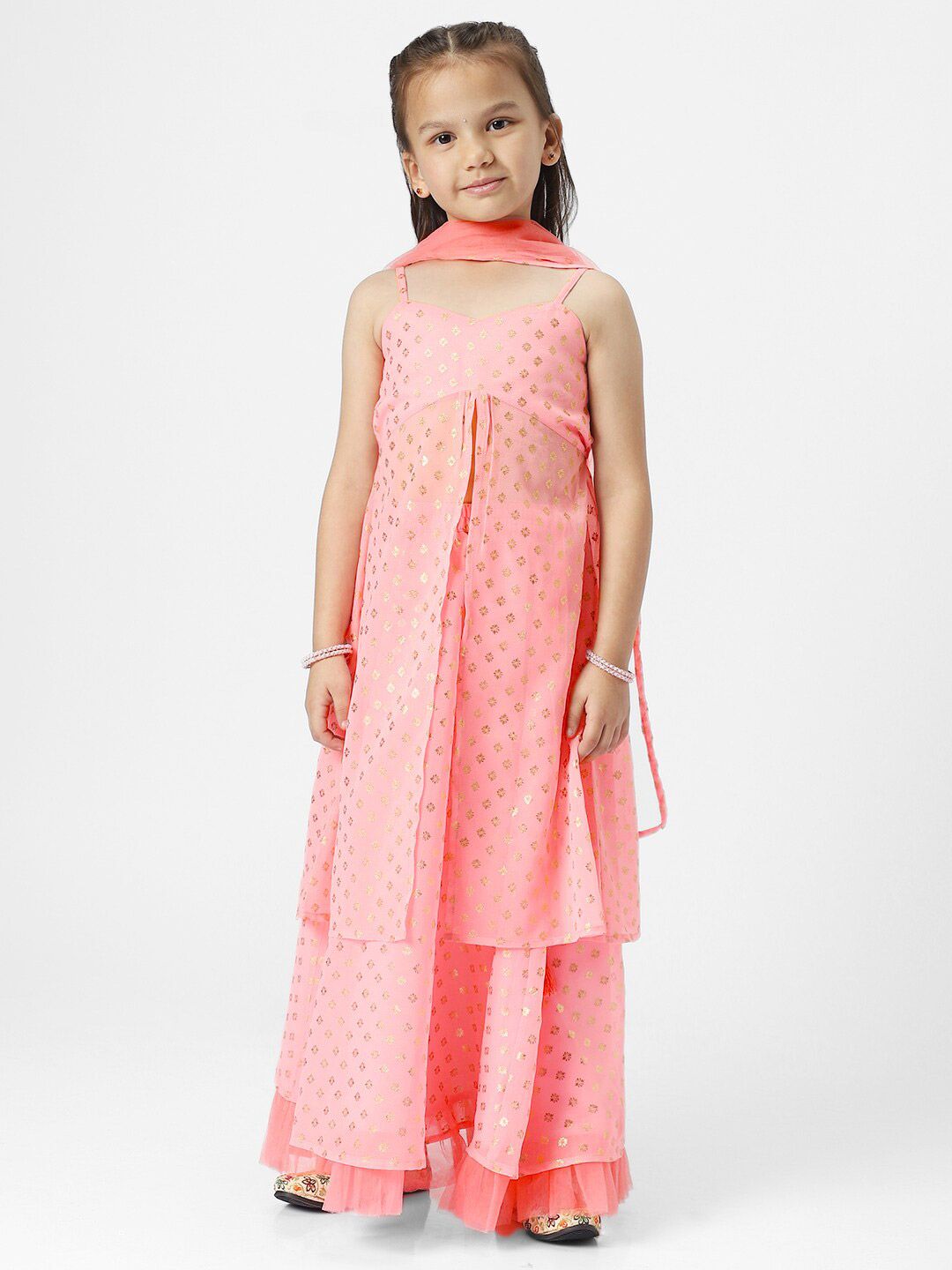 Nauti Nati Girls Printed Foil Print Sleeveless Ready to Wear Lehenga & Blouse With Dupatta-picture-36