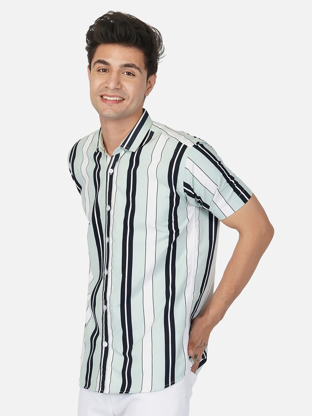 BASE 41 Slim Fit Vertical Striped Casual Cotton Shirt-picture-43