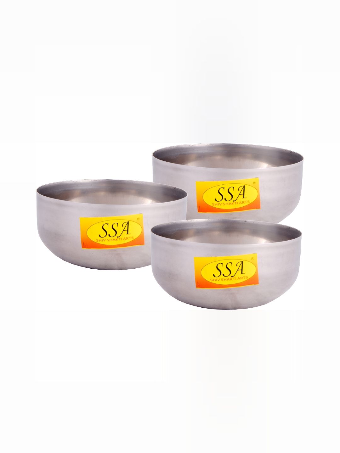 Shivshakti Arts Silver-Toned 3 Pieces Stainless Steel Glossy Mixing Bowls 300 ml-image-6