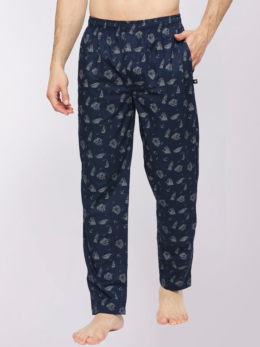 FRENCHIE Men Printed Cotton Mid-Rise Lounge Pant-picture-11